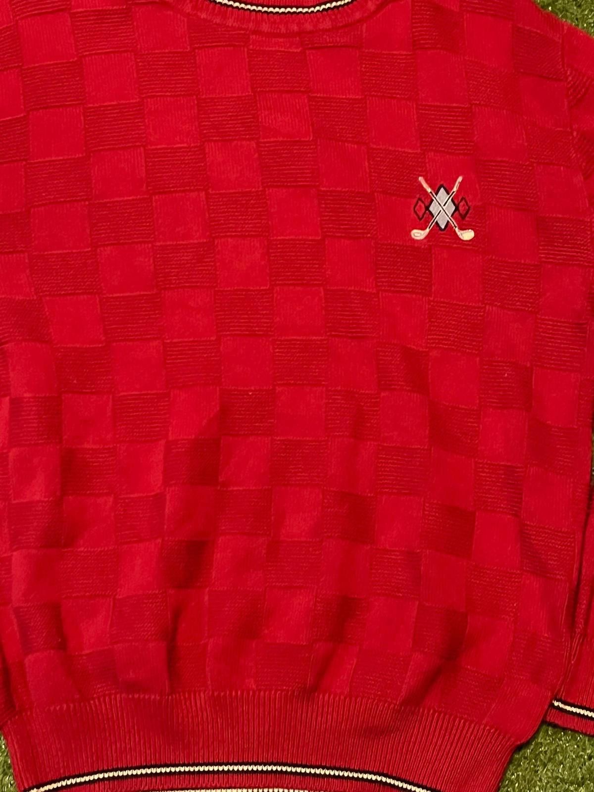 Unknown London Men's Red Crew Neck Sweater with Golf Embroidery Size US M / EU 48-50 / 2 - 4 Thumbnail