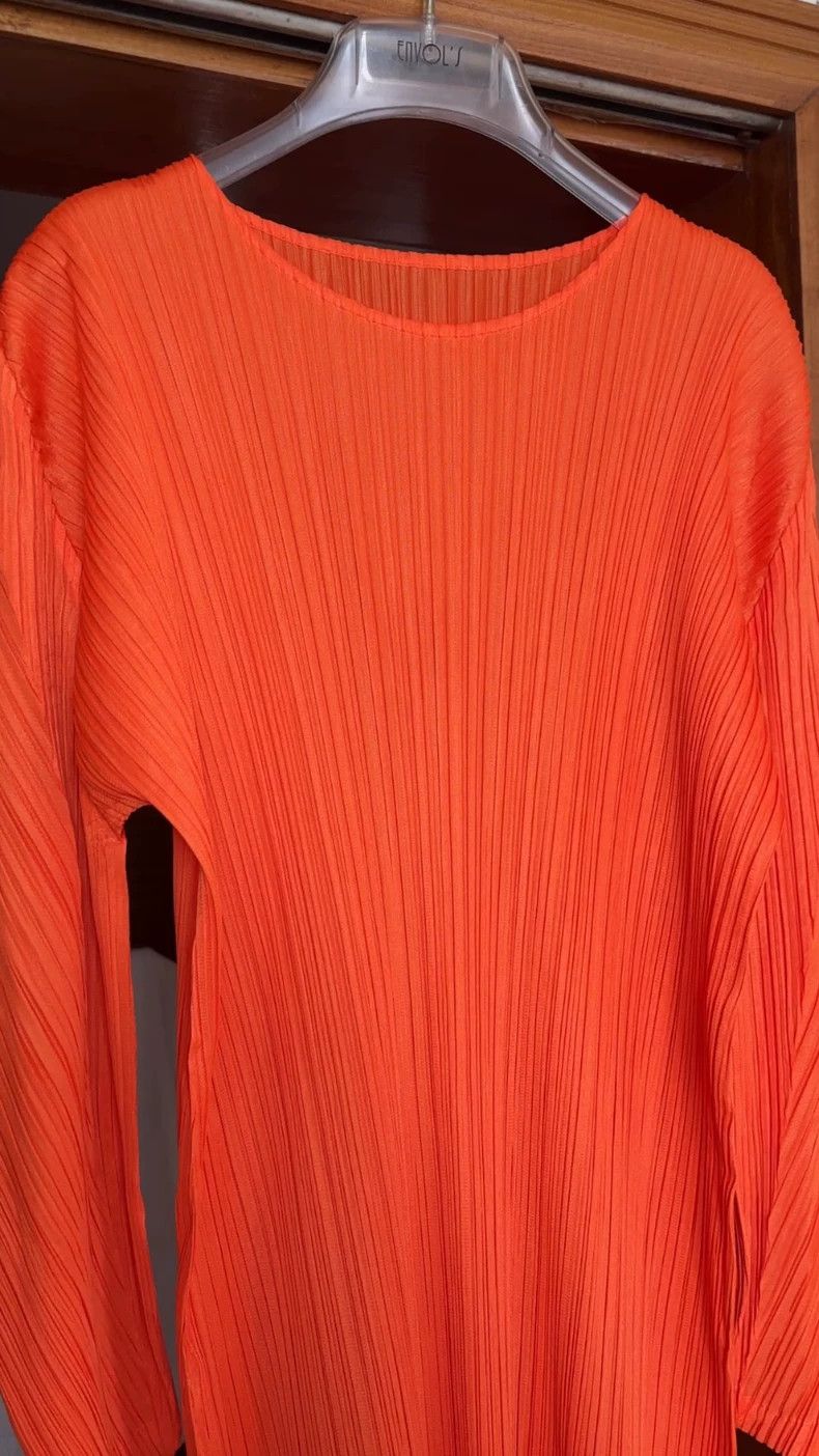 Issey Miyake Issey Miyake size:3 Orange pleated long-sleeved shirt Size S / US 4 / IT 40 - 1 Thumbnail