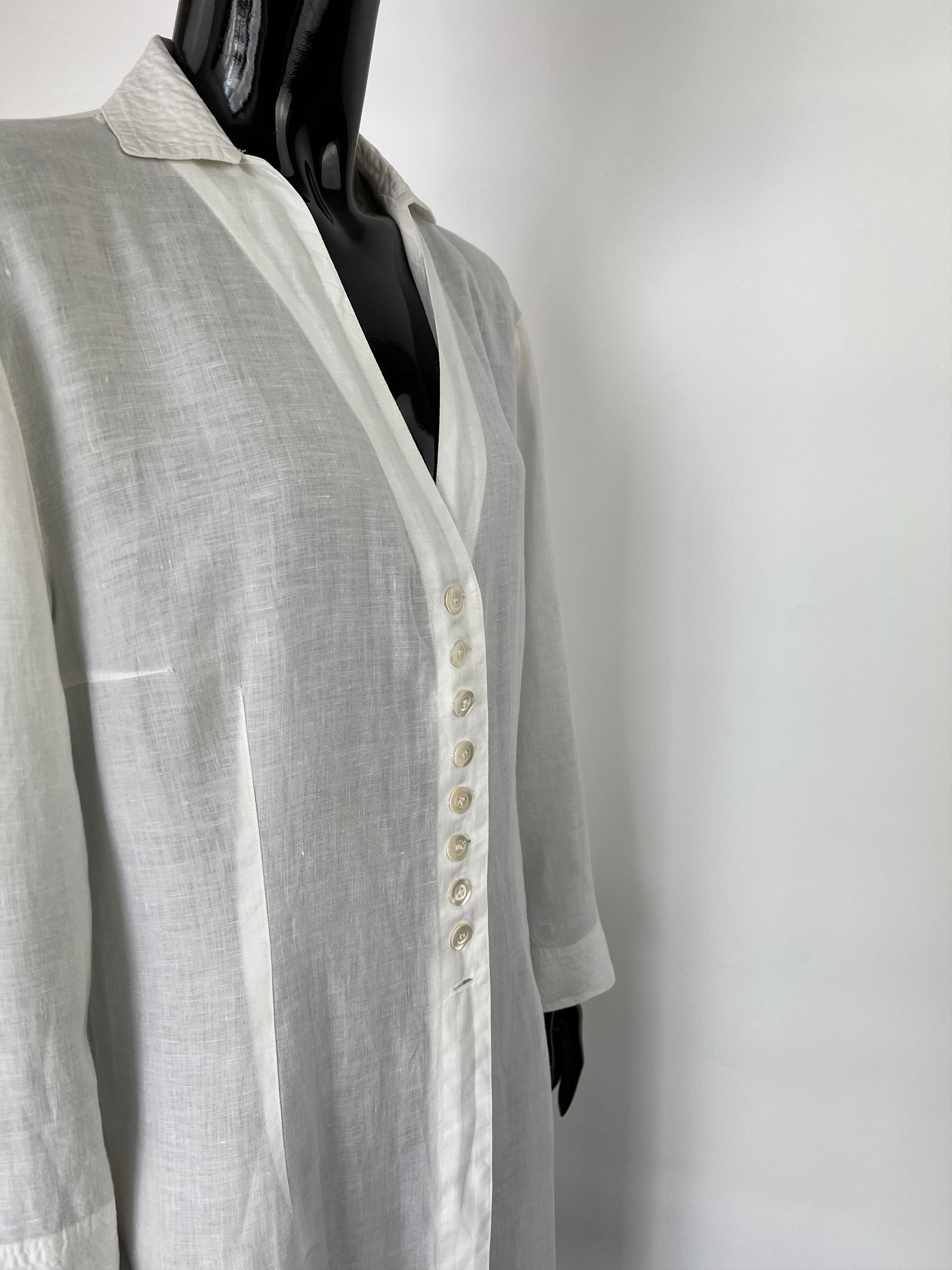 Other All In All 100% Linen Long Sleeve Button Shirt Dress IT50 Size XXL / US 16-18 / IT 52-54 - 6 Thumbnail