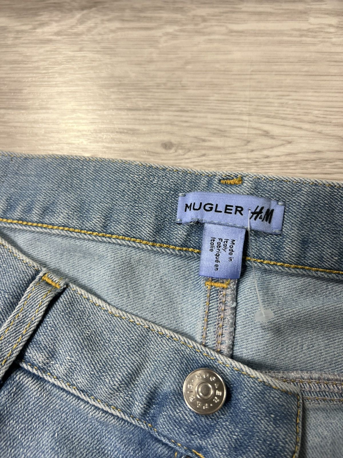 H&M × Mugler Thierry Mugler x HM Blue Spiral Panel Jeans Mens Denim Pants Size US 34 / EU 50 - 19 Thumbnail