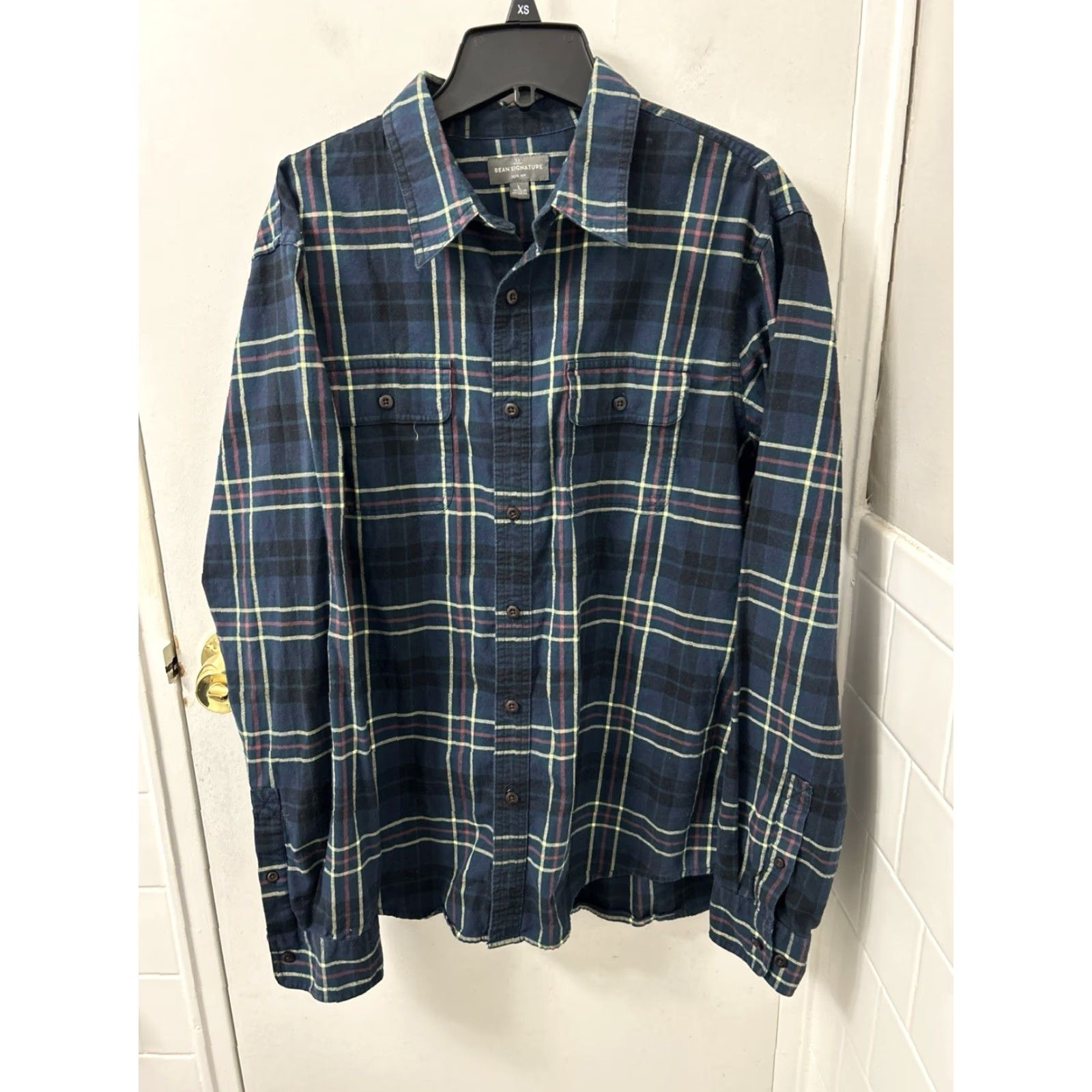 Vintage LL Bean Signature Castine Flannel Shirt Mens L Blue Plaid Slim Fit 300564 Size US L / EU 52-54 / 3 - 2 Thumbnail