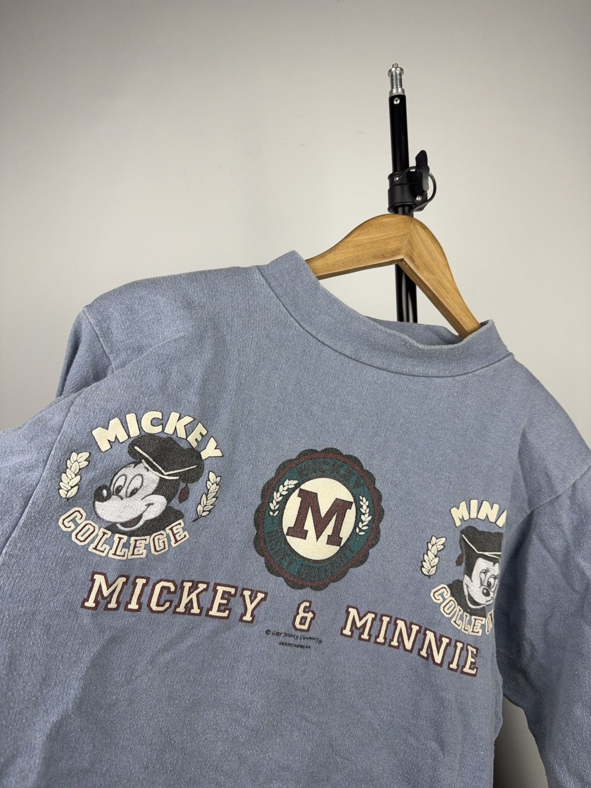 Disney Rare 80s Mickey & Minnie College Crewneck Sweatshirt Vintage Size S / US 4 / IT 40 - 4 Thumbnail