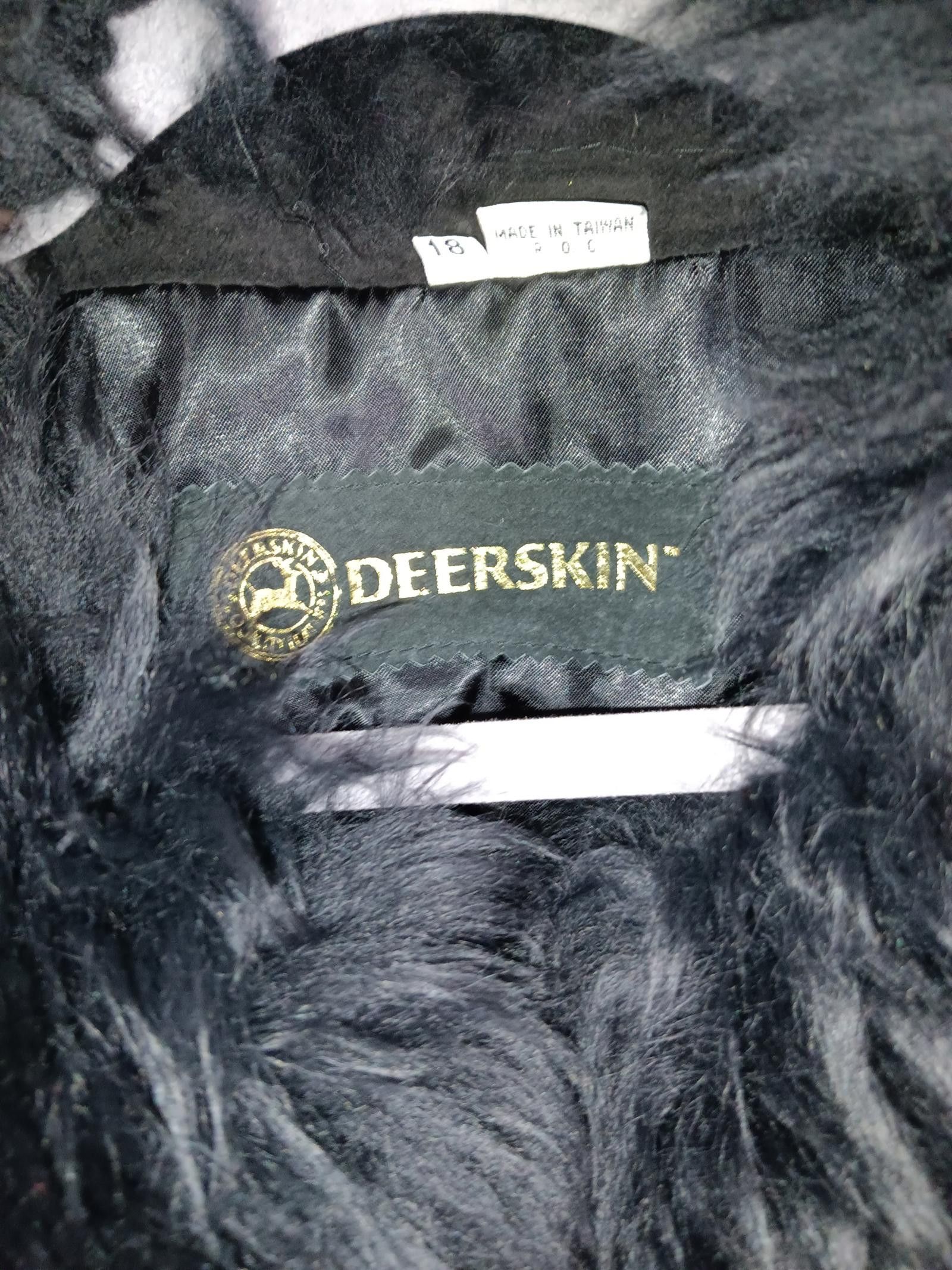 Designer Deerskin Black Faux Fur Trimmed Long Coat Size L / US 10 / IT 46 - 3 Thumbnail