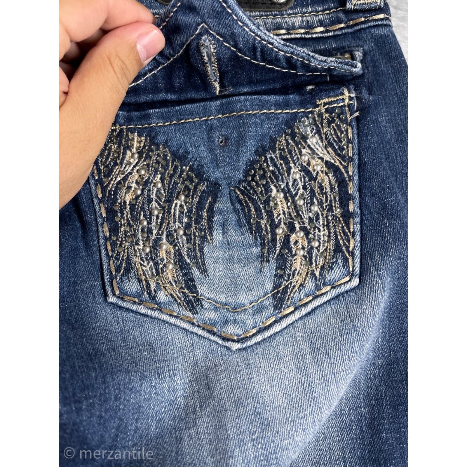 Miss Me Miss Me Jeans Women 26 Blue Denim Straight Leg Embellished Bling JE5616T4R Size 26" / US 2 / IT 38 - 3 Thumbnail