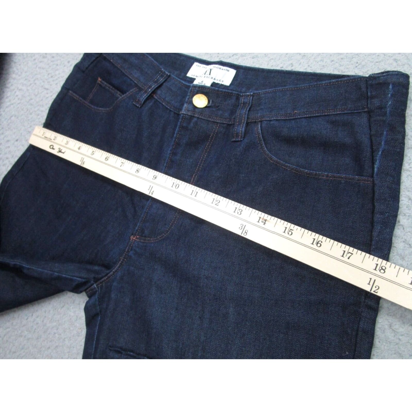 Armani Exchange VINTAGE Armani Exchange Jeans Women's 6 Blue Raw Denim 5-Pocket Embroidered W/ Pockets 2000s Y2K Straight Rise Mid Waist 30" Inseam 29" Size 28" / US 6 / IT 42 - 7 Thumbnail