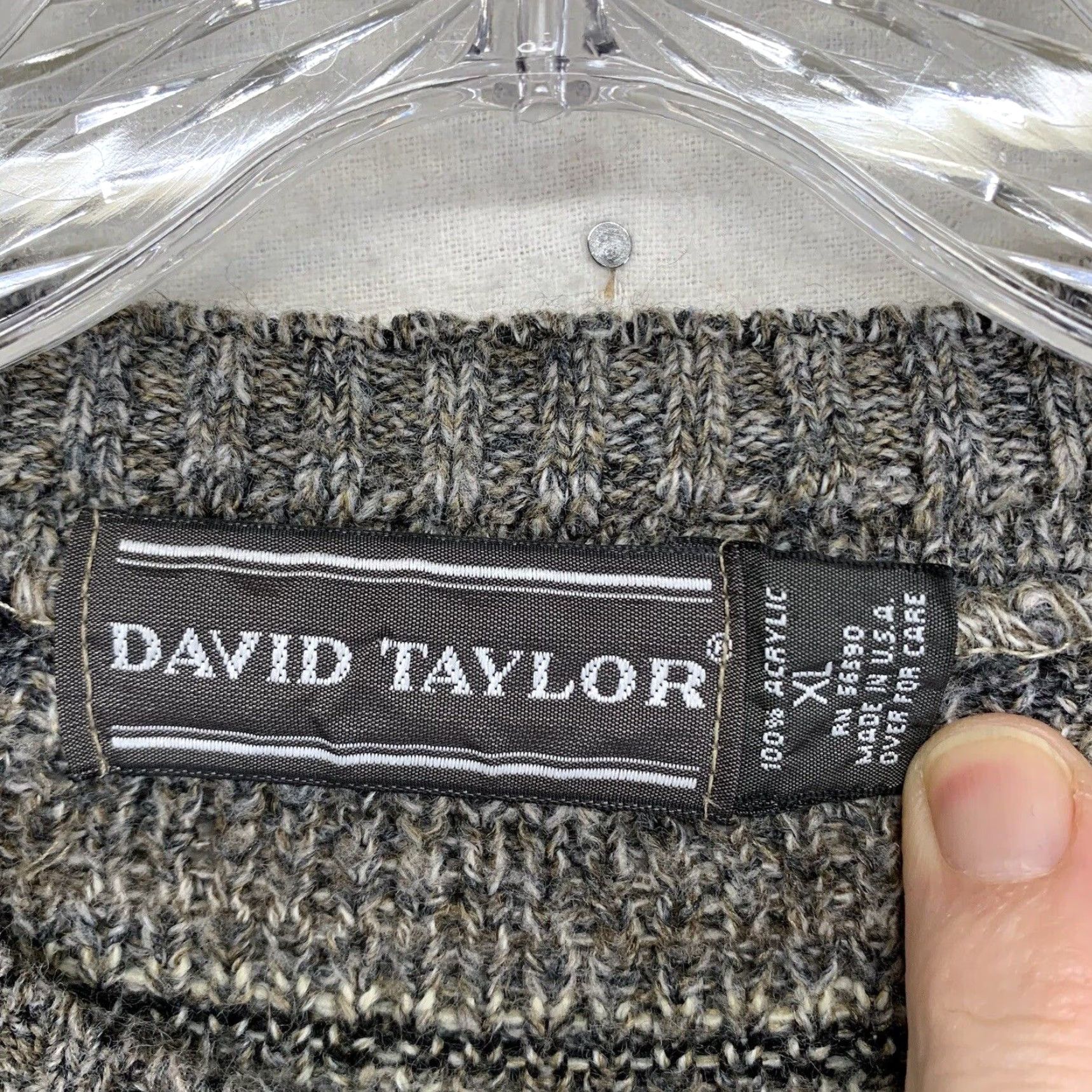 Vintage VINTAGE David Taylor Sweater Shirt Mens XL Gray Geometric Knit Crew Neck USA 90s Bohemian Retro Pullover Mens Seasonal Fall Winter Size US XL / EU 56 / 4 - 4 Thumbnail