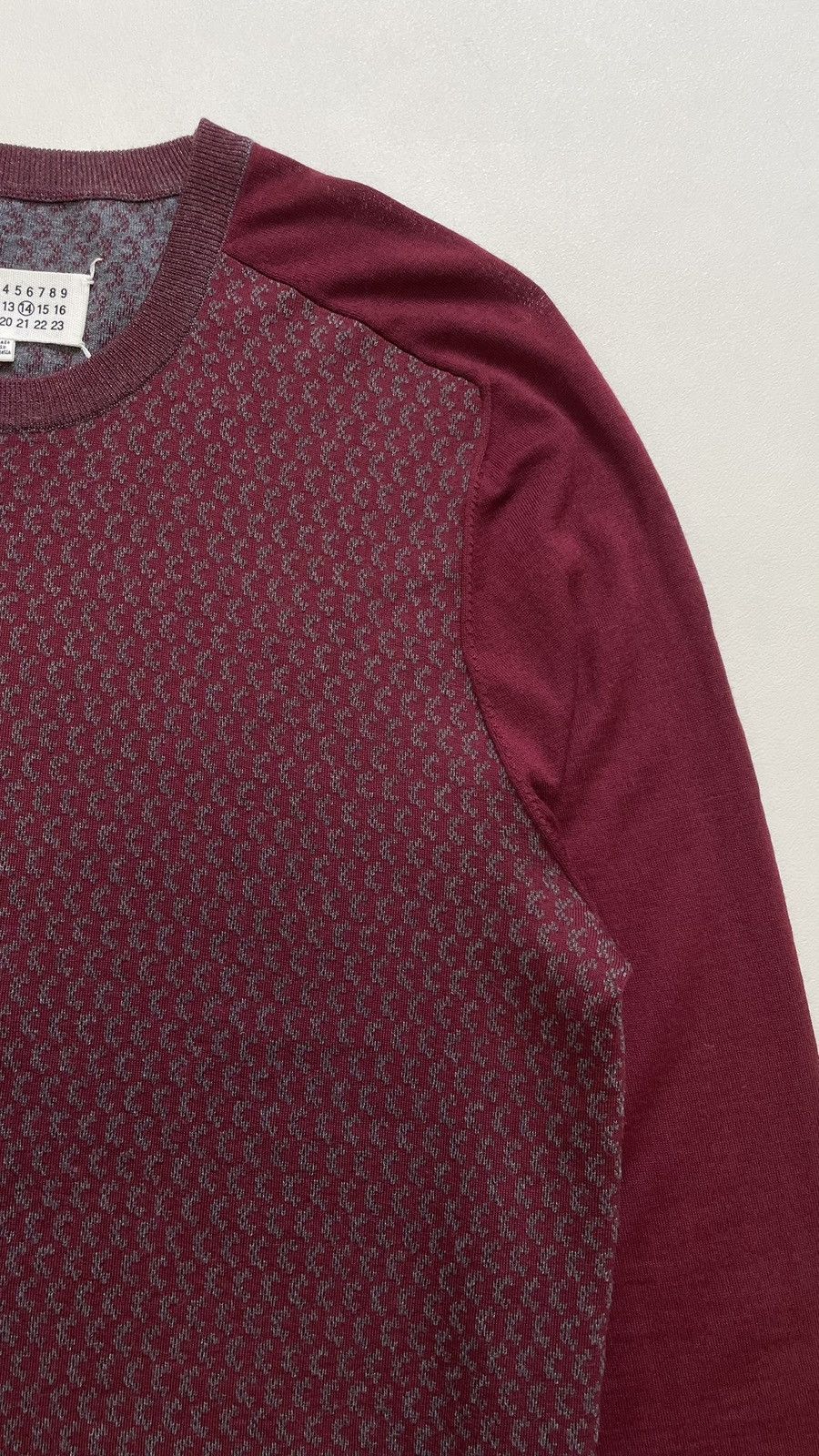 Maison Margiela A/W 13 Burgundy Patterned Wool Sweater Size US L / EU 52-54 / 3 - 7 Thumbnail