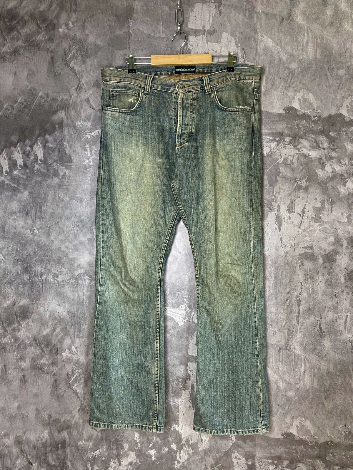 Jean × Vintage Washed Faded Paint Punk Grunge Bootcut Baggy jeans Size US 34 / EU 50 - 1 Thumbnail