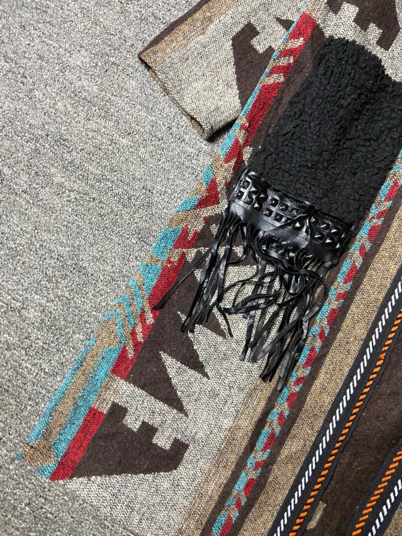 Japanese Brand YAXIN Navajo Aztec Cardigan Jacket with Fringes (179) Size S / US 4 / IT 40 - 7 Thumbnail