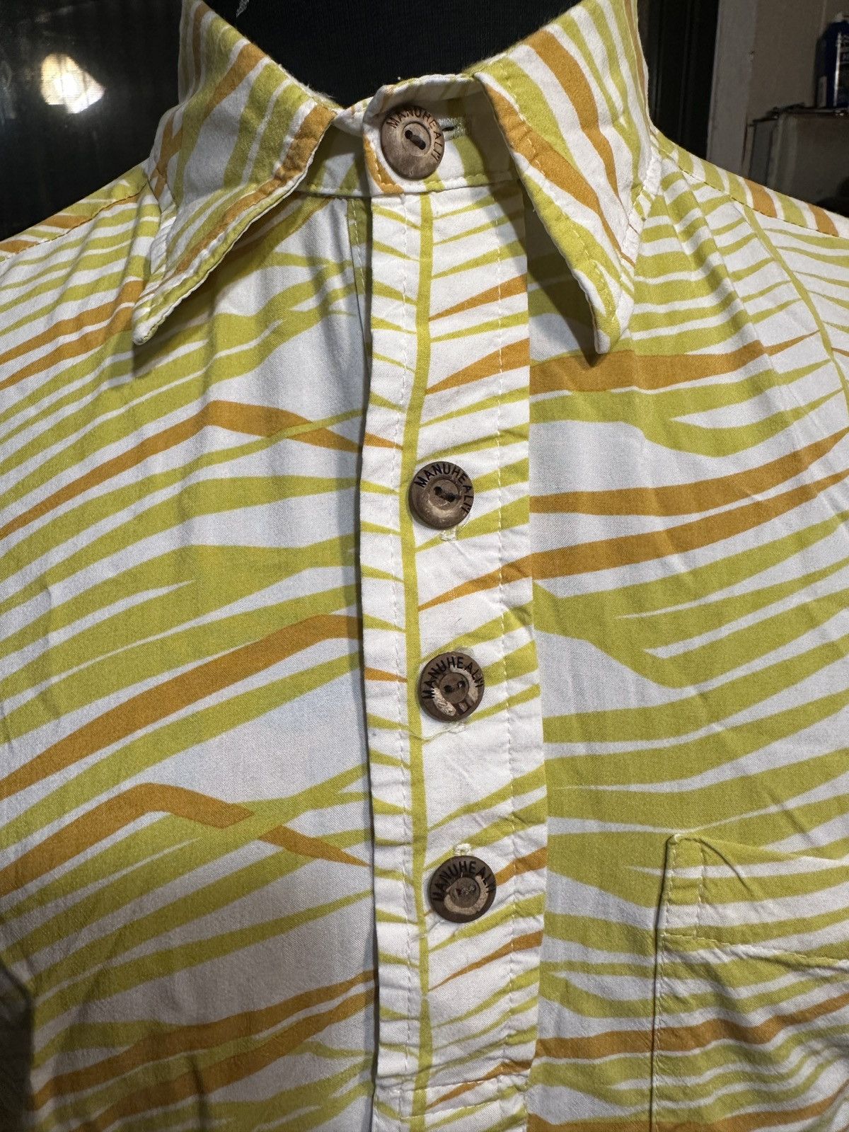 Other PreOwned Manuhealii Hawaiian Shirt Yellow/White Men's S Size US S / EU 44-46 / 1 - 3 Thumbnail