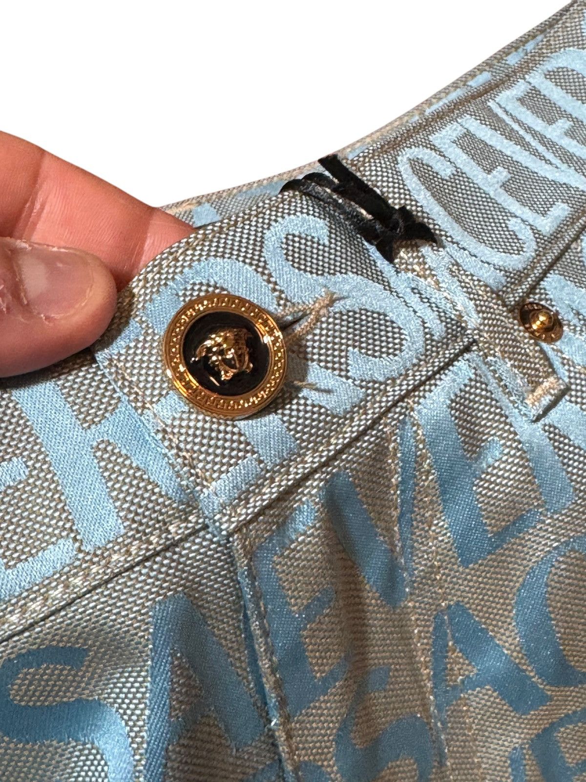 Versace Versace Jeans - Light Blue All-Over Logo Print Size US 29 - 5 Thumbnail