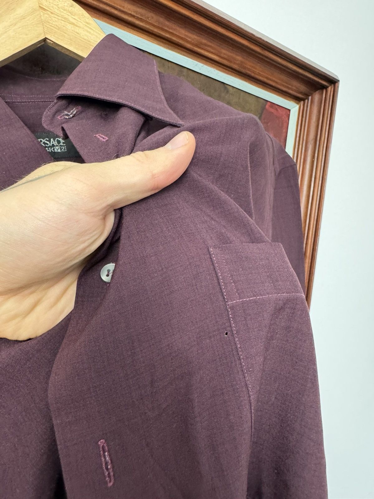 Versace Versace Luxury Designer Button Up Maroon Vintage Shirt Rare Size US L / EU 52-54 / 3 - 4 Thumbnail