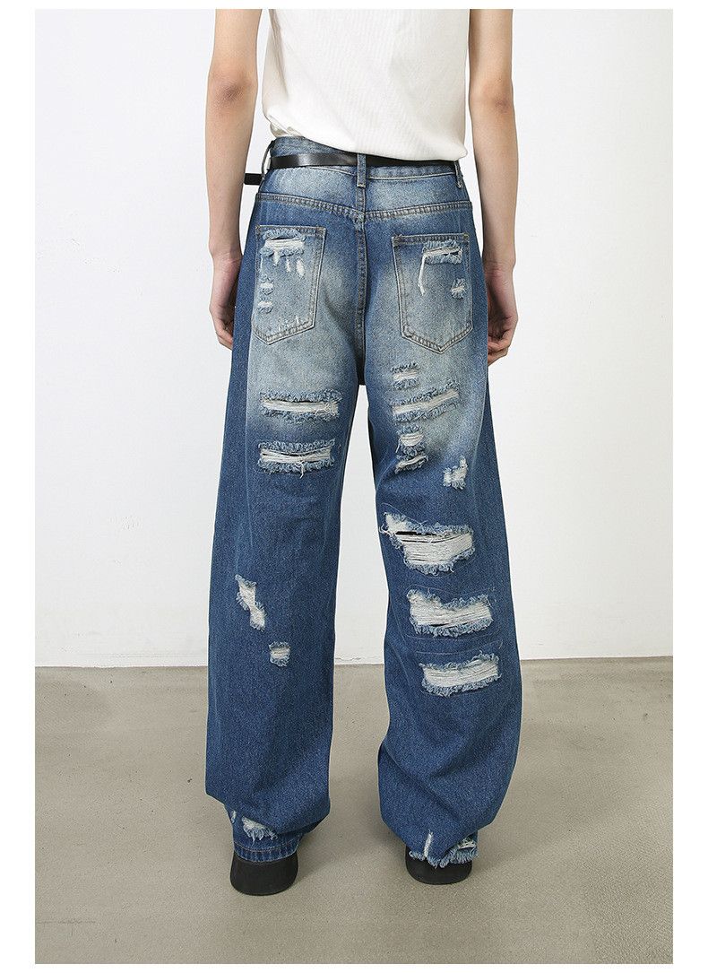 Jean American retro men's loose straight-leg ripped jeans Size US 32 / EU 48 - 4 Thumbnail