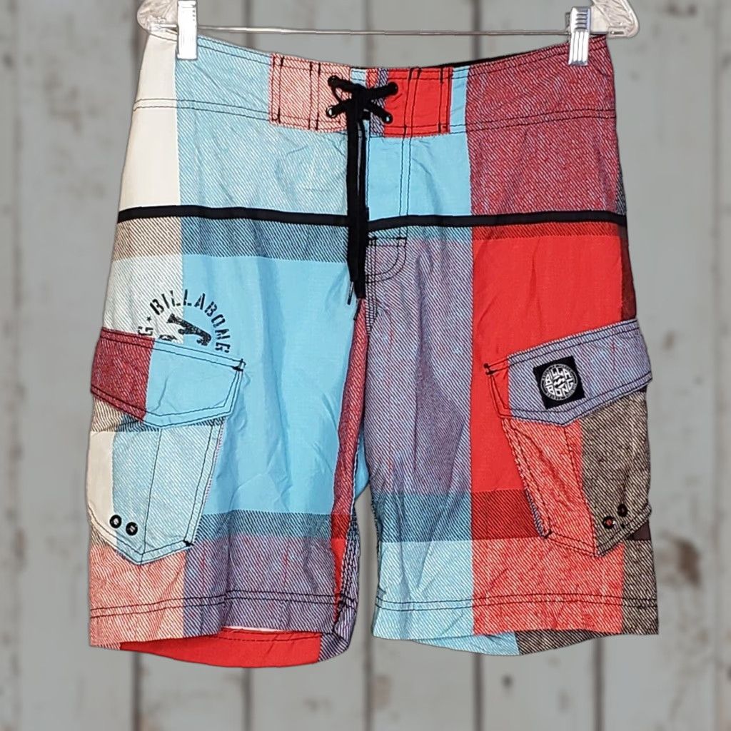 Billabong Billabong Mens Swimsuit Sz 30 Red White Blue Cargo Pocket Tie Waist Swim Trunks Size US 30 / EU 46 - 1 Thumbnail