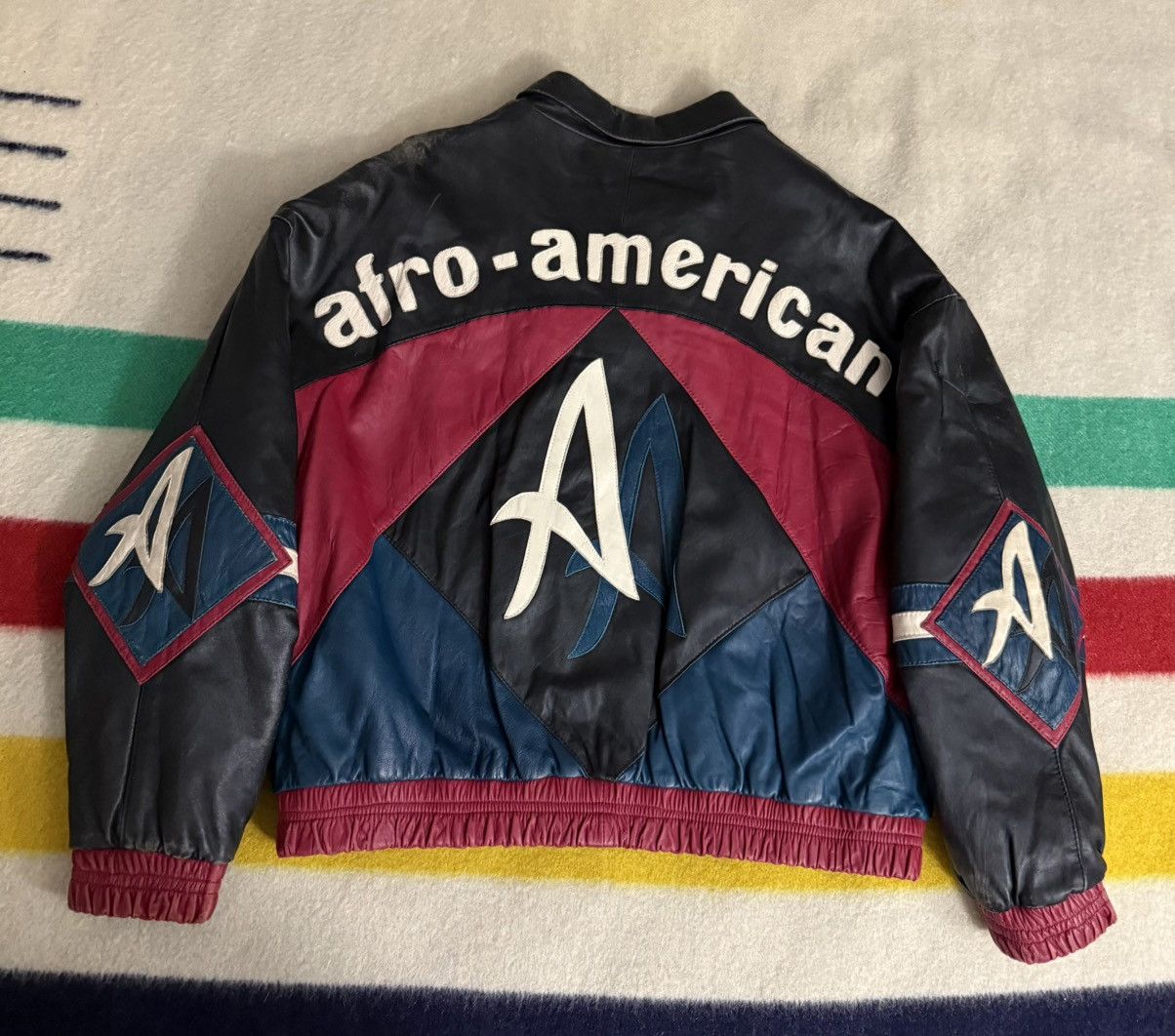 Leather Vintage 80s Dapper Dan Afro African American Leather Jacket Size US XL / EU 56 / 4 - 1 Thumbnail