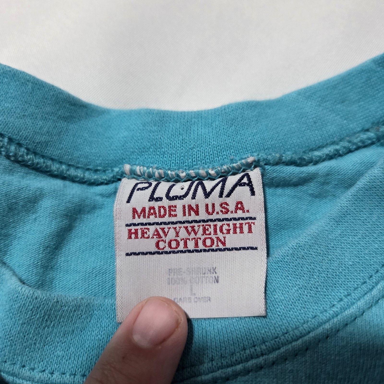 Vintage Vintage 90s Pluma Heavyweight Blank Tee - Made in USA - Teal Size US L / EU 52-54 / 3 - 2 Thumbnail