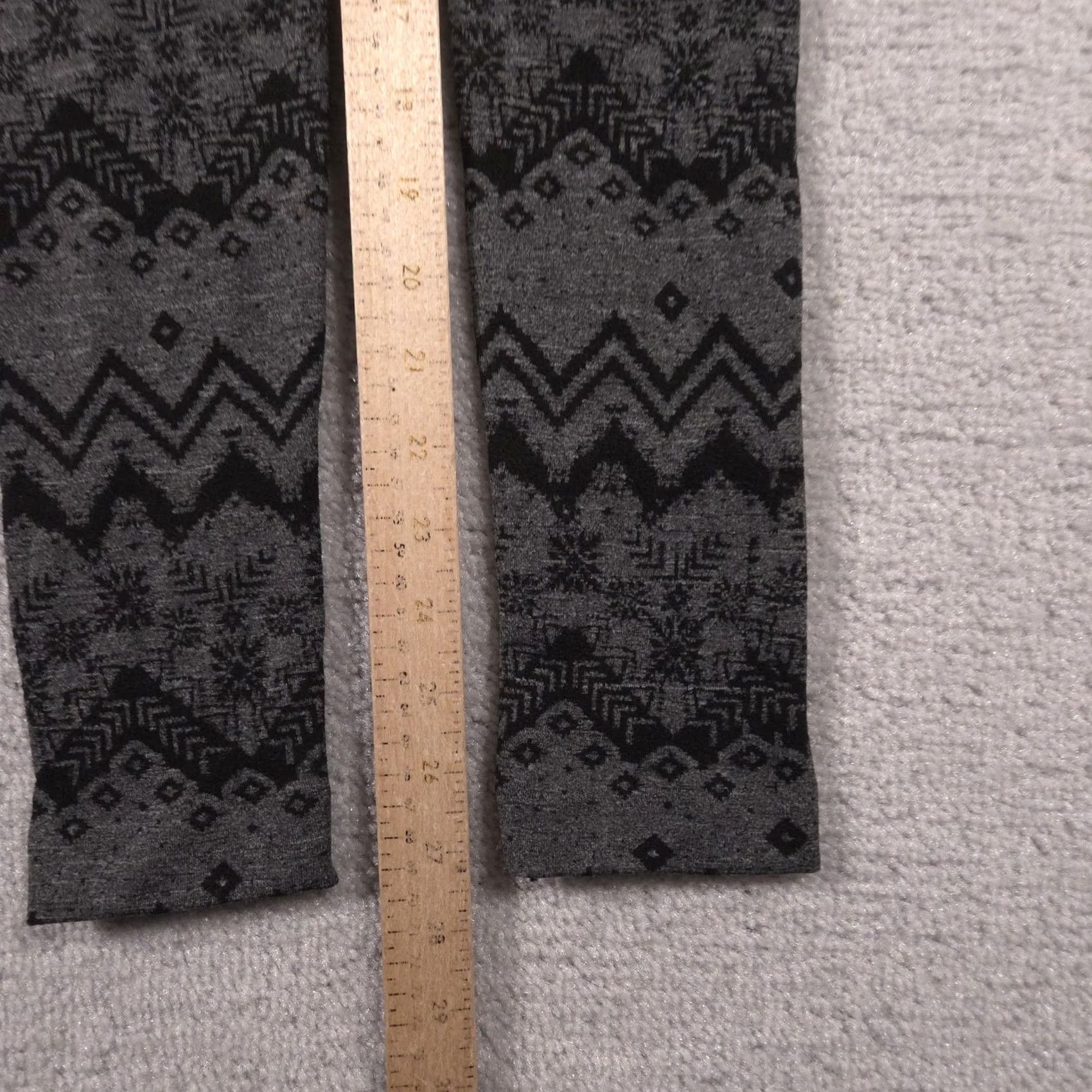 Vintage Muk Luks Leggings Womens M/L Gray Fair Isle Thermal Fleece Winter Warm Size 32" / US 10 / IT 46 - 7 Thumbnail