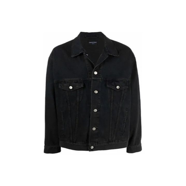 Balenciaga Balenciaga Black Denim Jacket with Logo Design Size US M / EU 48-50 / 2 - 1 Thumbnail
