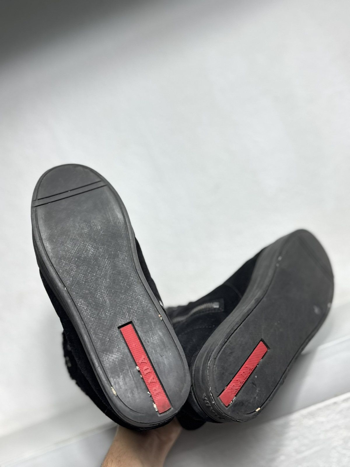 Prada Prada Suede Women’s Luxury High Top Sneakers Boots Size 38 Size US 7.5 / IT 37.5 - 3 Thumbnail