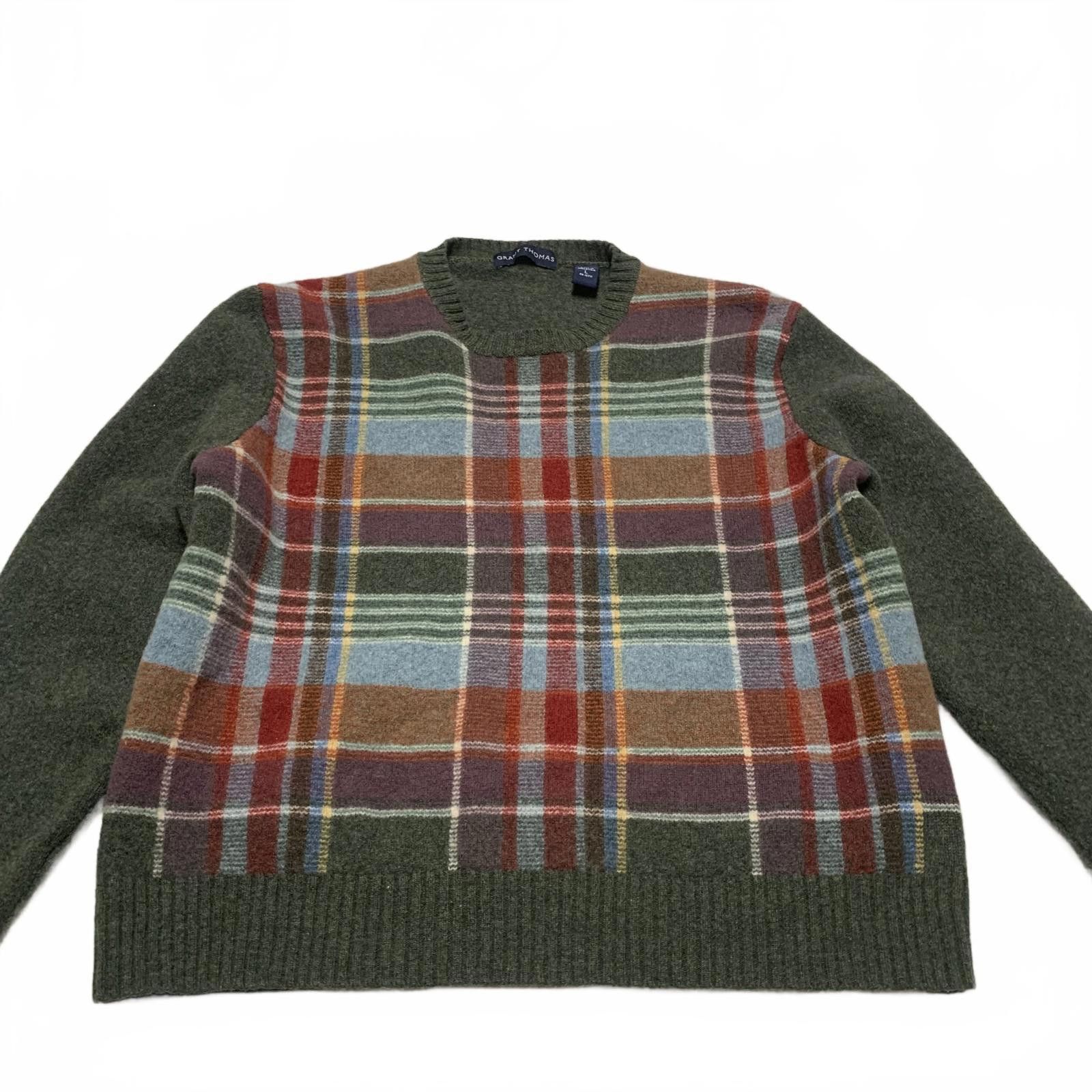 Grant Thomas Grant Thomas Men's Size Large Plaid Wool Sweater Size US L / EU 52-54 / 3 - 10 Thumbnail