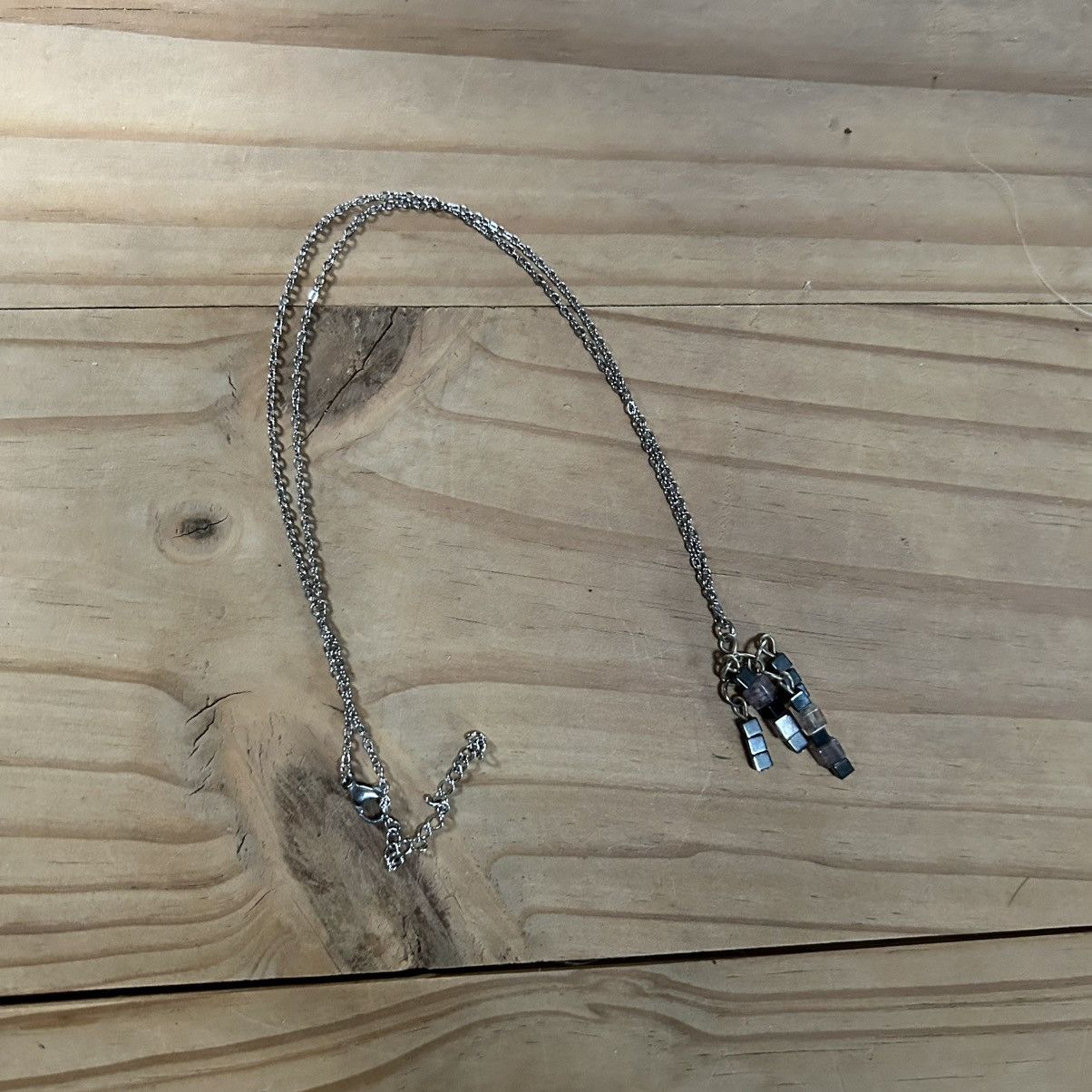 Handmade Handcrafted hematite and rose quartz dangle pendant necklace Size ONE SIZE - 5 Thumbnail