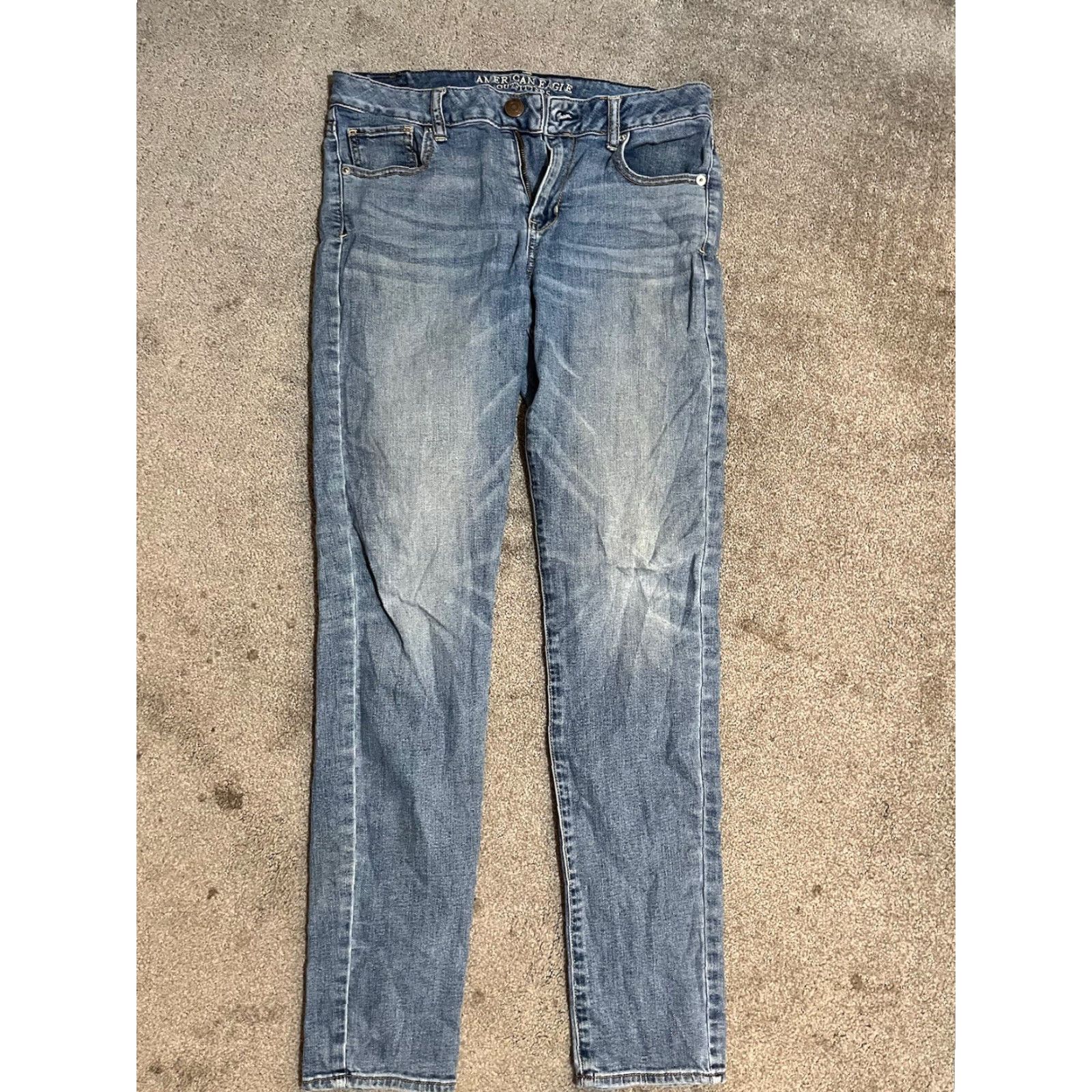 American Eagle Outfitters American Eagle Outfitters Jeans Women Skinny 10 Tall Blue Denim Stretch 5-Pocket Zipper Button Jeans Vintage No 90s Preppy Womens Size 32" / US 10 / IT 46 - 3 Thumbnail