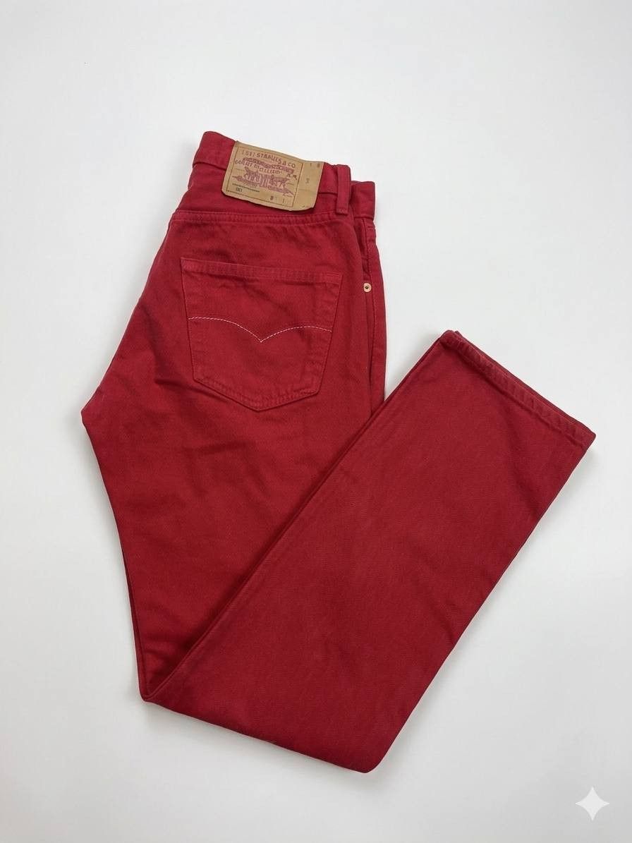 Levi's Vintage Clothing Vintage 90s Levi’s 501 Red Denim Jeans • Made in USA • W31 Size US 31 - 1 Thumbnail