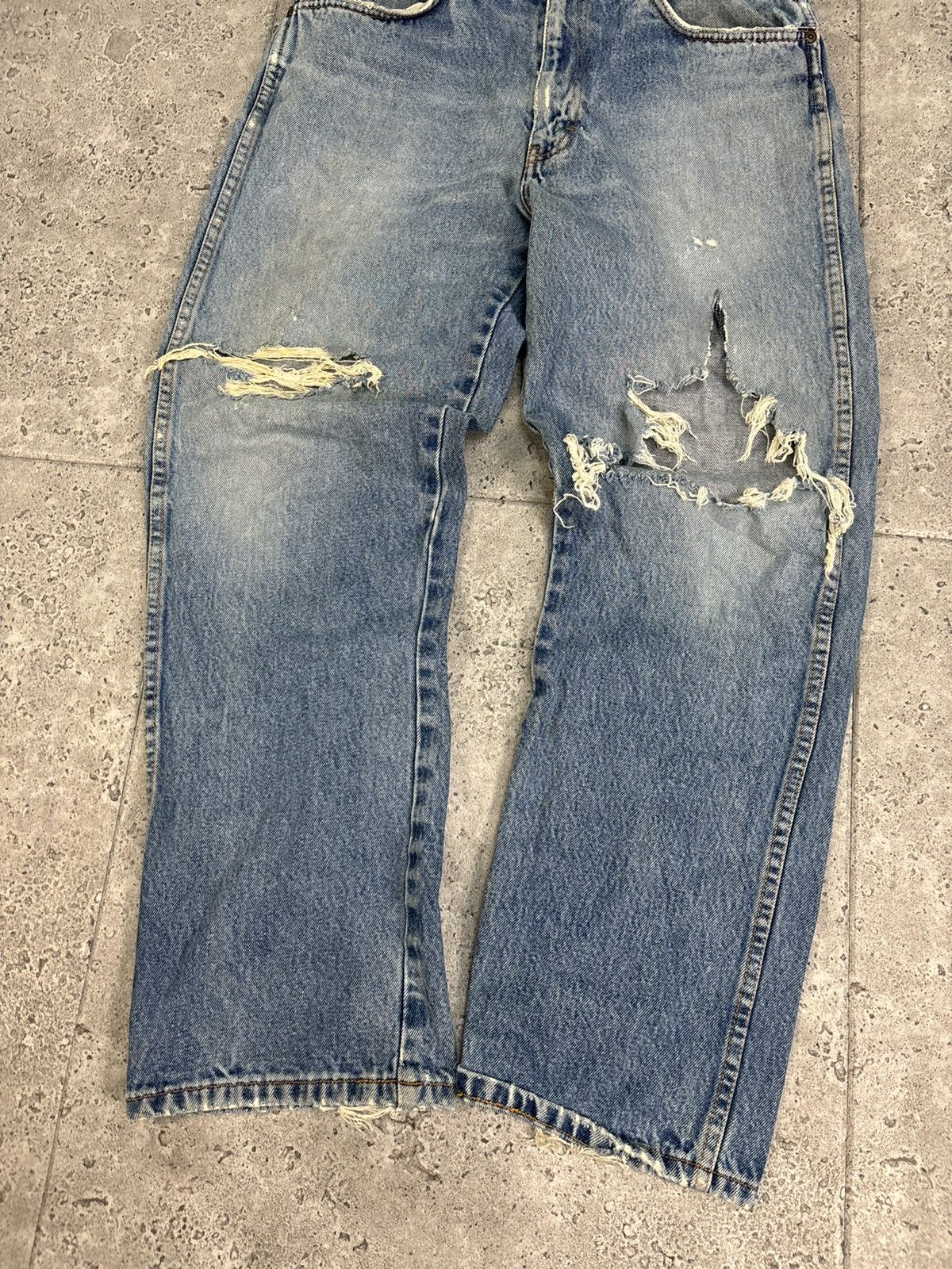 Dickies × Vintage Vintage 90s Dickies Distressed Blue Denim Baggy Work Pants Size US 34 / EU 50 - 4 Thumbnail