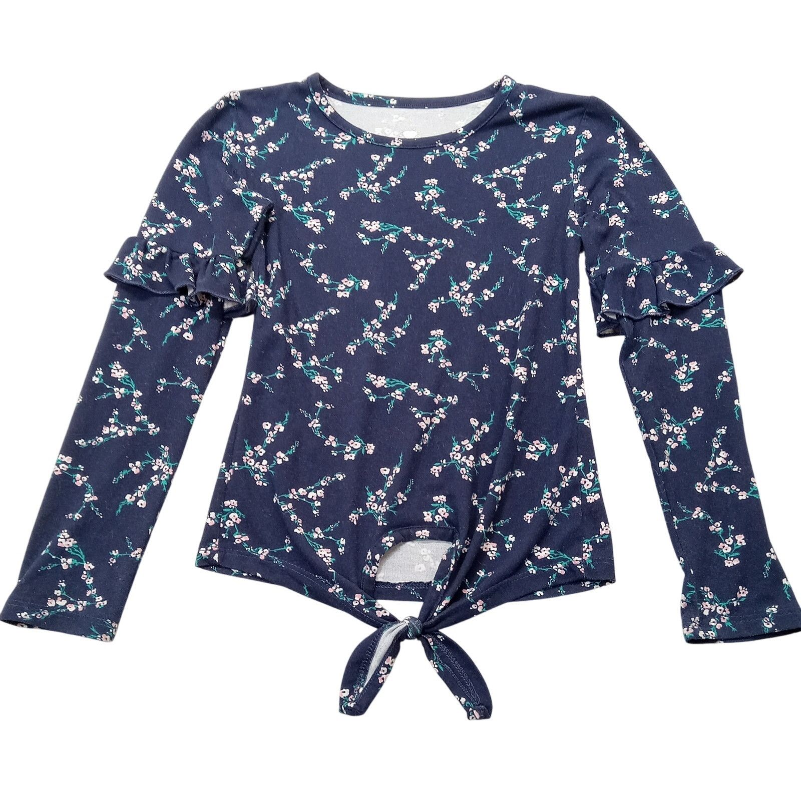 & Other Stories Pink Sparkle Top Girls 6X Ruffle Long Sleeve Blue Floral Tie Size S / US 4 / IT 40 - 1 Thumbnail