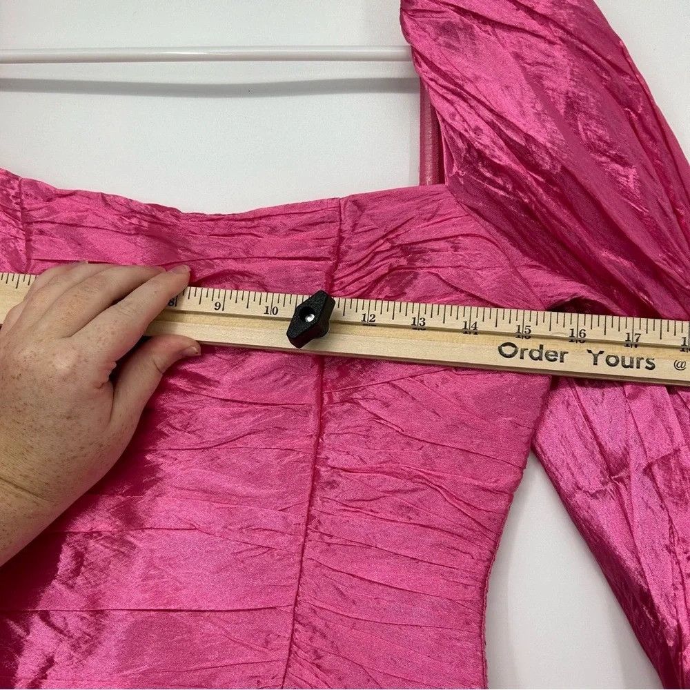 NOCTURNE NOCTURNE LIMITED EDITION BALLOON SLEEVE FUCHSIA DRAPED DRESS Size M / US 6-8 / IT 42-44 - 15 Thumbnail