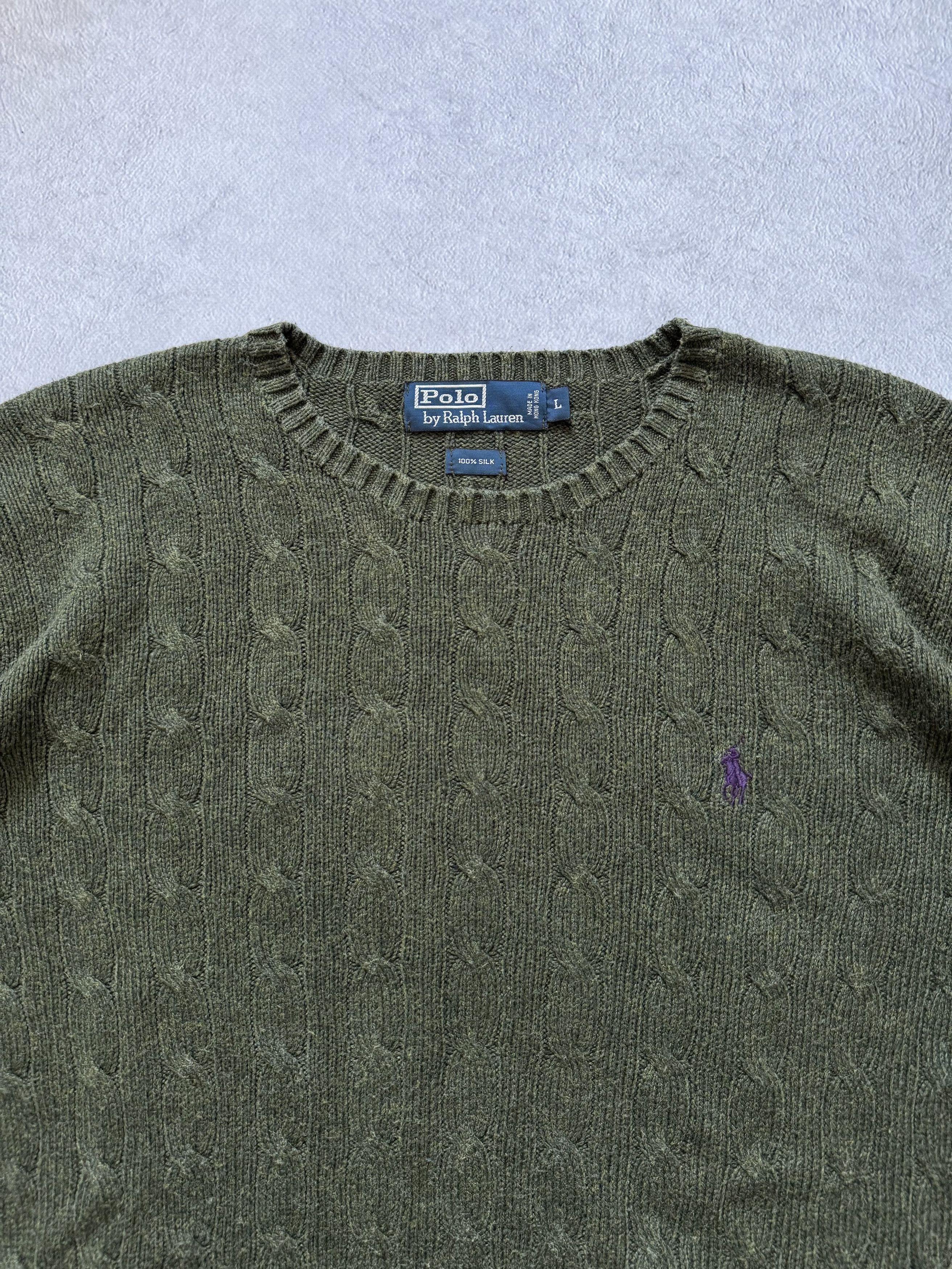 Polo Ralph Lauren Vintage 90s Polo Ralph Lauren Tussah Silk Cable Knit Sweater Size US L / EU 52-54 / 3 - 3 Thumbnail