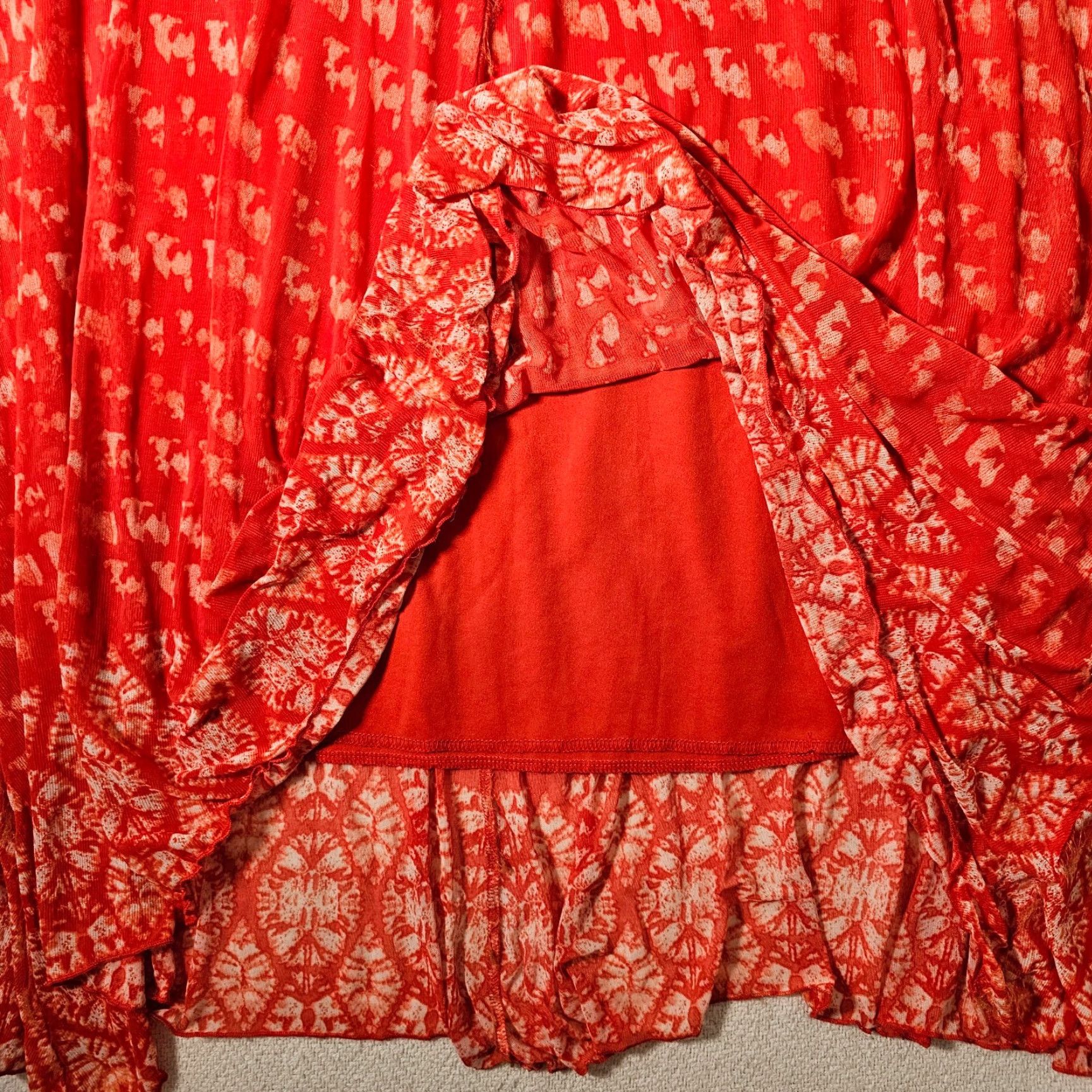 Vintage VINTAGE John Paul Richard Midi Skirt Women XL Orange A-Line Boho 80s 90s Festival Hippie Beach Stretch Size 40" / US 18 - 6 Thumbnail