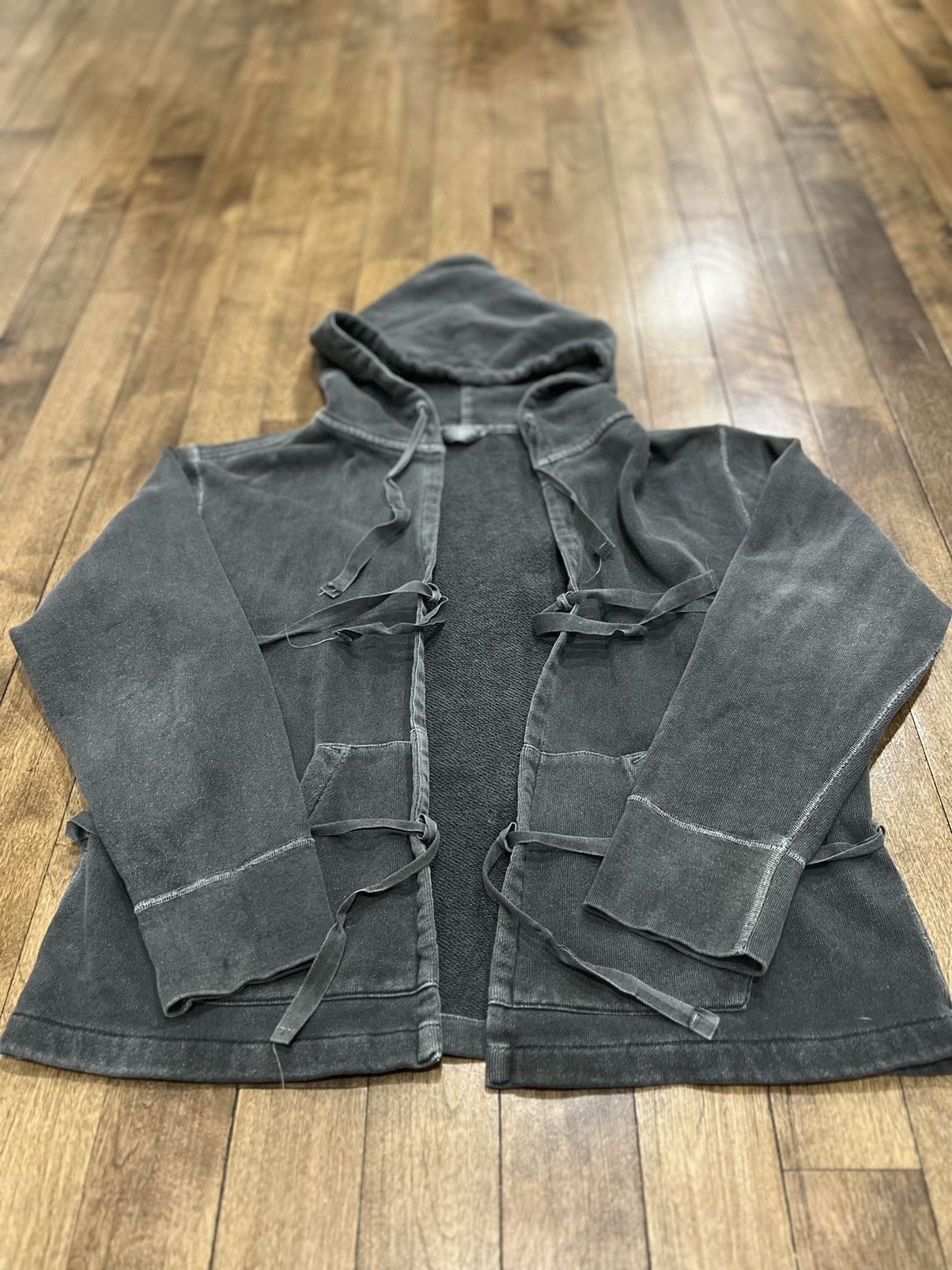 Unused Oil Wash Grey Kimono Tie Bondage Hoodie by Unused Size US M / EU 48-50 / 2 - 7 Thumbnail