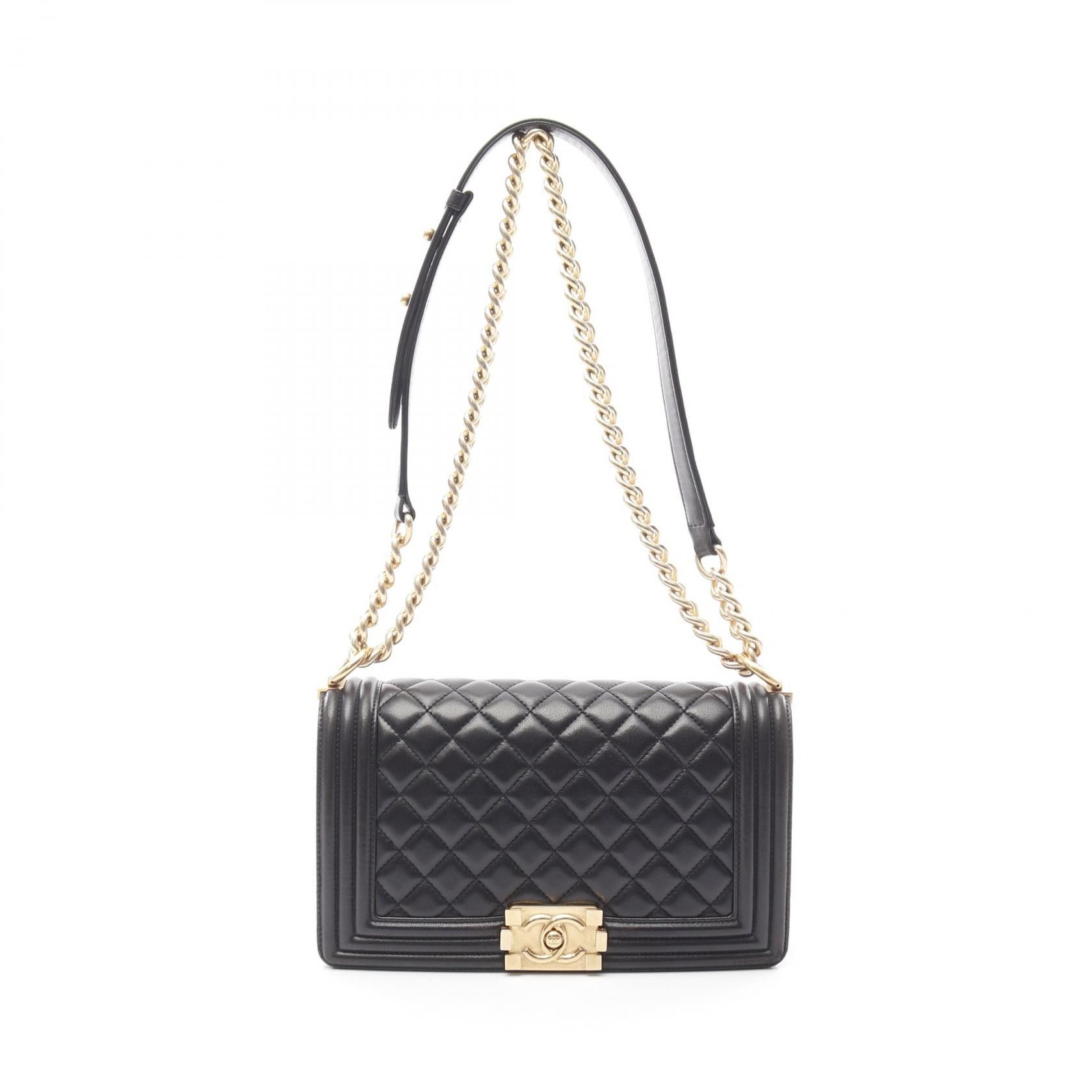 Chanel Chanel Boy Chanel Lambskin Shoulder Bag Leather Shoulder Bag A67086 in Black, Women's