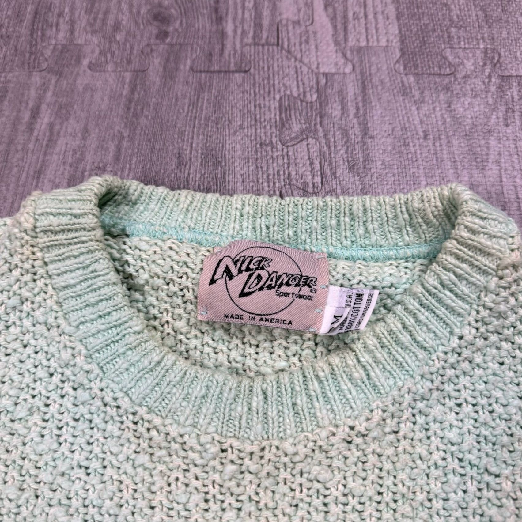 Vintage Vintage Nick Danger Chunky Knit Cotton Sweater Men's Green Turtleneck Pullover All Seasons SZ M Size US M / EU 48-50 / 2 - 3 Thumbnail