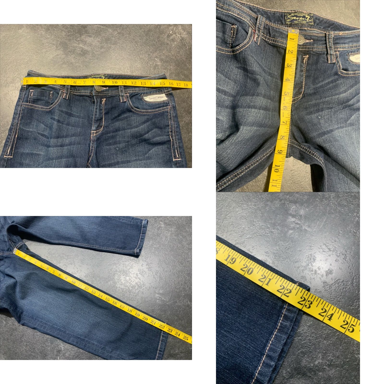 Vintage SEVEN 7 Women's Stretch Blue Capri Jeans Size 29 Low Rise Size 29" - 8 Thumbnail