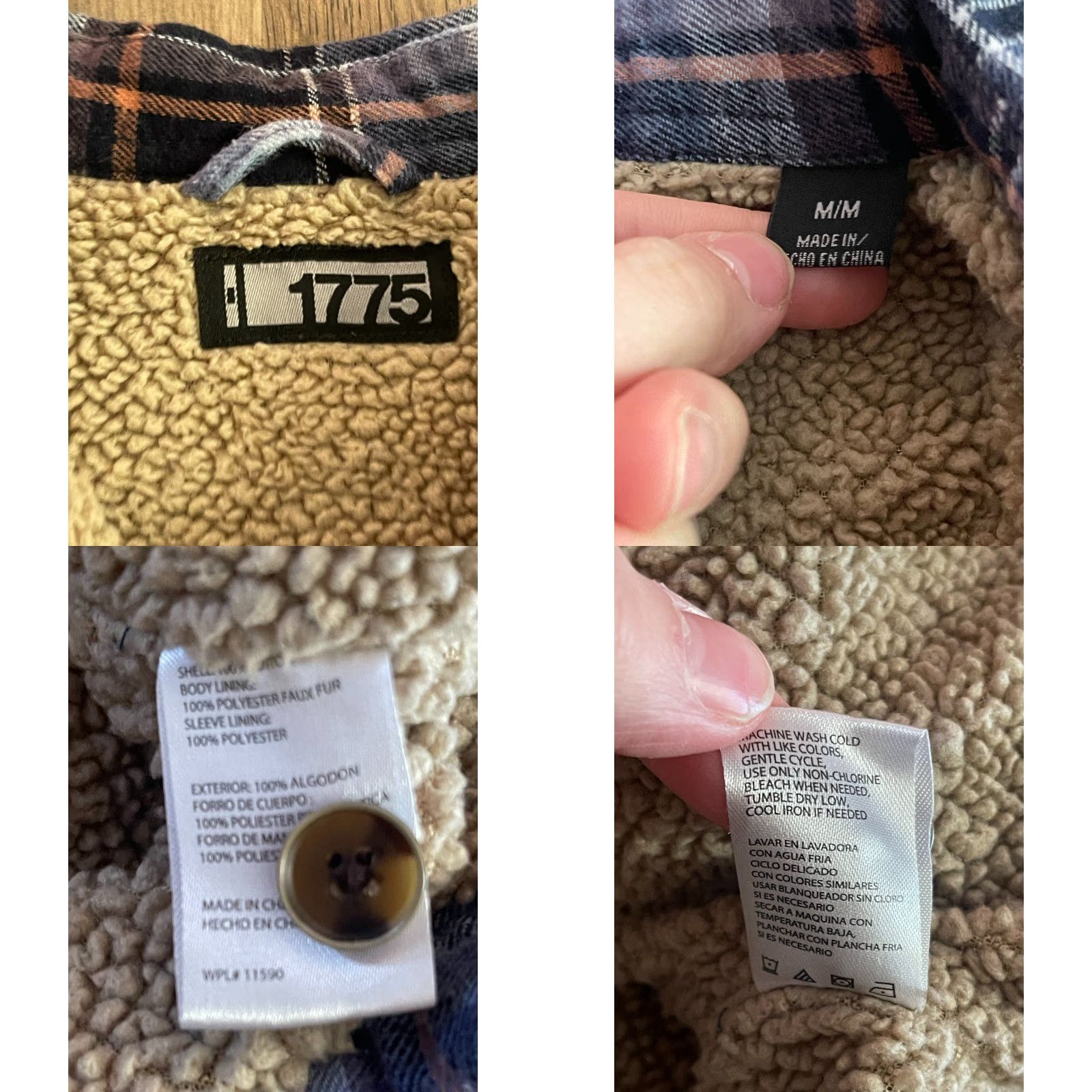 Vintage 1775 Jacket Men's Medium Blue Orange White Plaid Fleece Bomber Jacket Button Up Casual Size US M / EU 48-50 / 2 - 8 Thumbnail