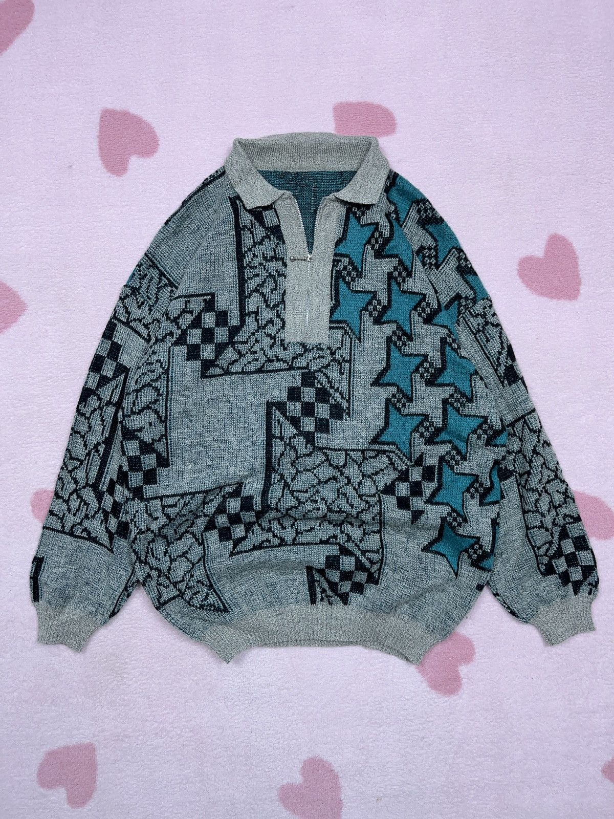 Japanese Brand × Vintage ➕ vintage funky 90s 00s y2k abstract sweater wool Size US M / EU 48-50 / 2 - 1 Thumbnail
