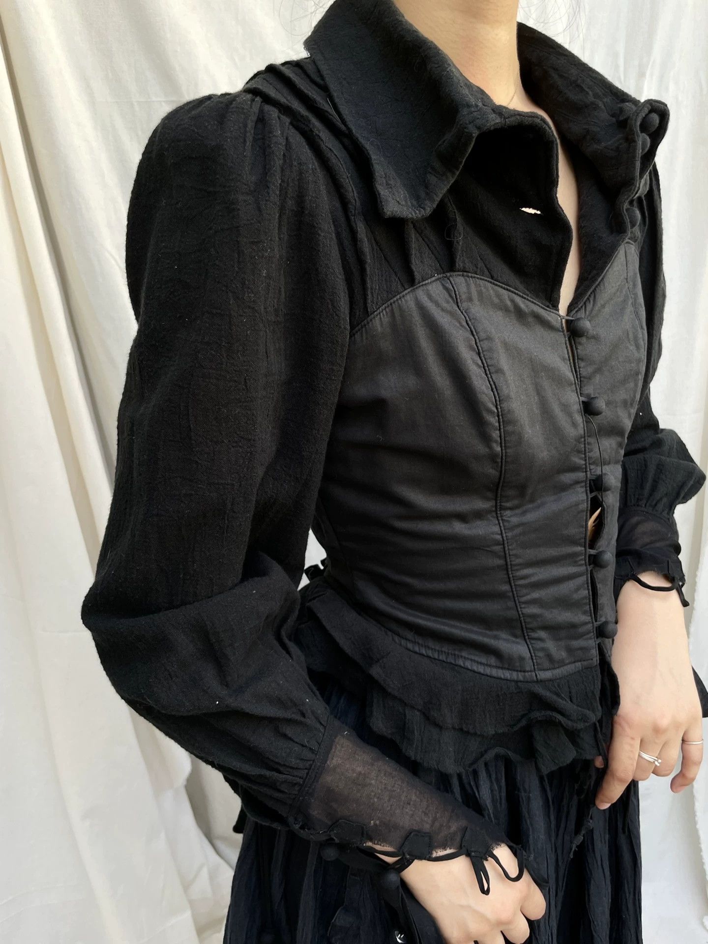 Other AliceAuaa 1990s Victorian Goth Backless Corset Shirt xs-s Size XS / US 0-2 / IT 36-38 - 4 Thumbnail