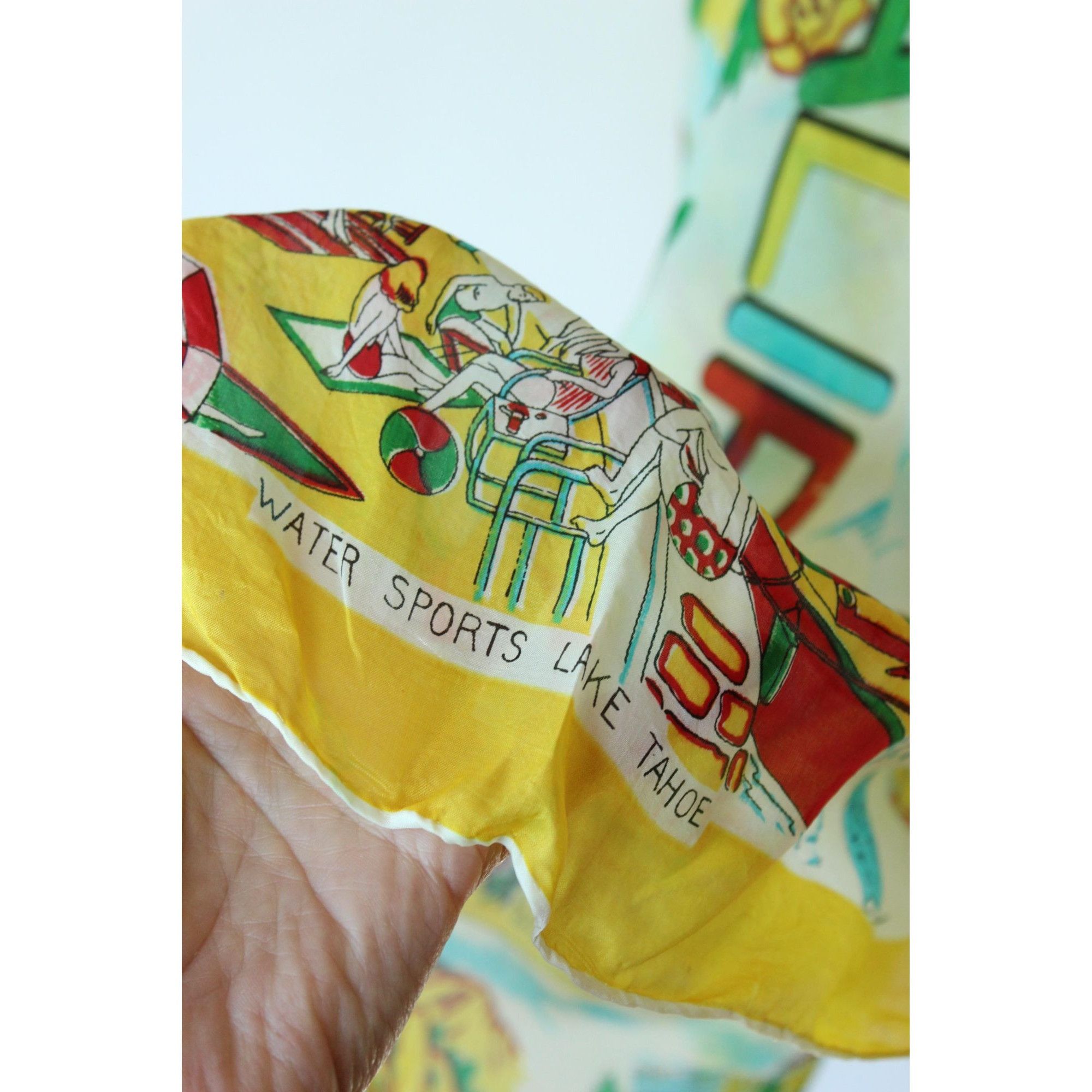 Vintage Vintage 1950s Scarf, California Map Souvenir Rayon Head Size ONE SIZE - 4 Thumbnail