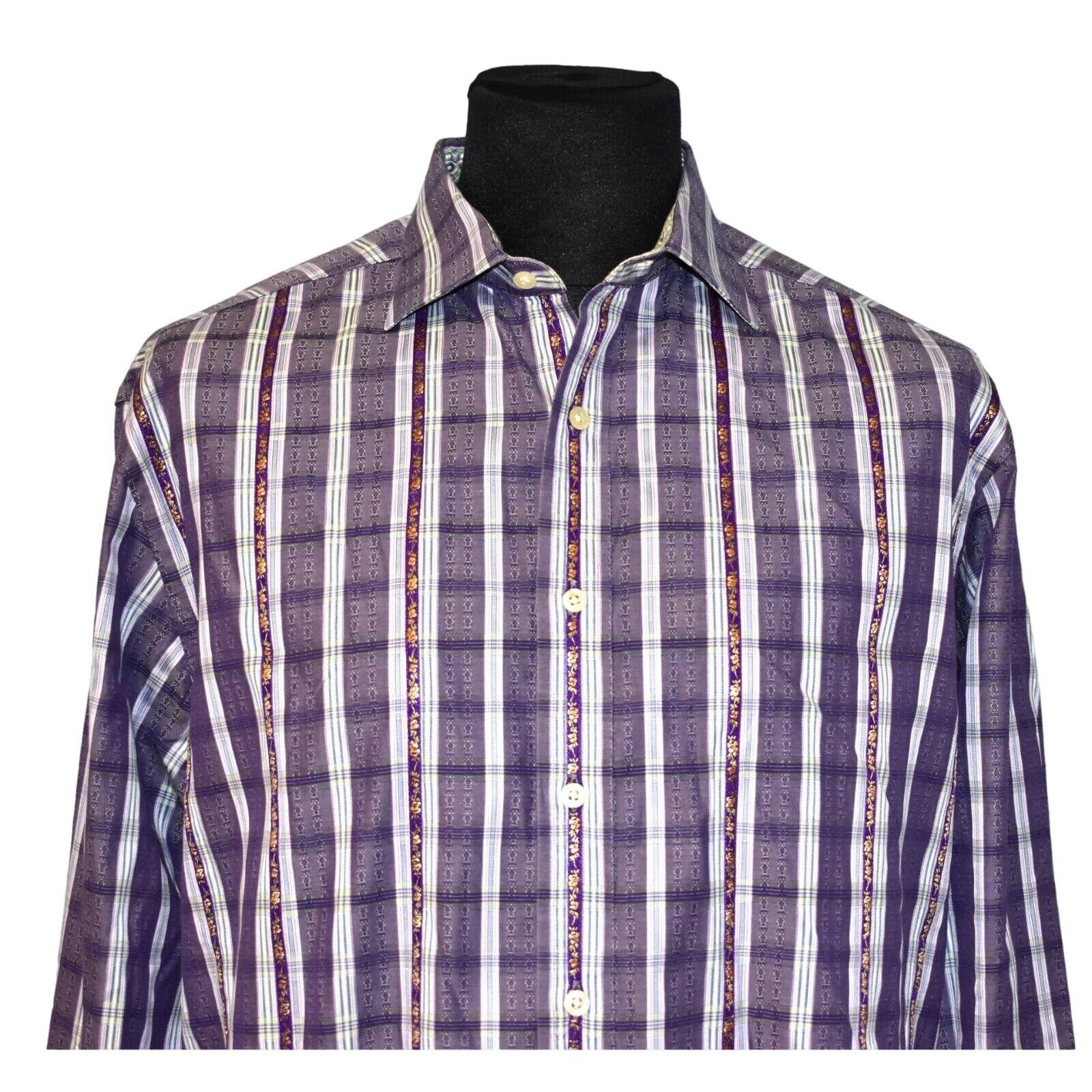 Robert Graham ROBERT GRAHAM Purple Plaid Embroidered Long Sleeve Shirt XL Size US XL / EU 56 / 4 - 2 Thumbnail