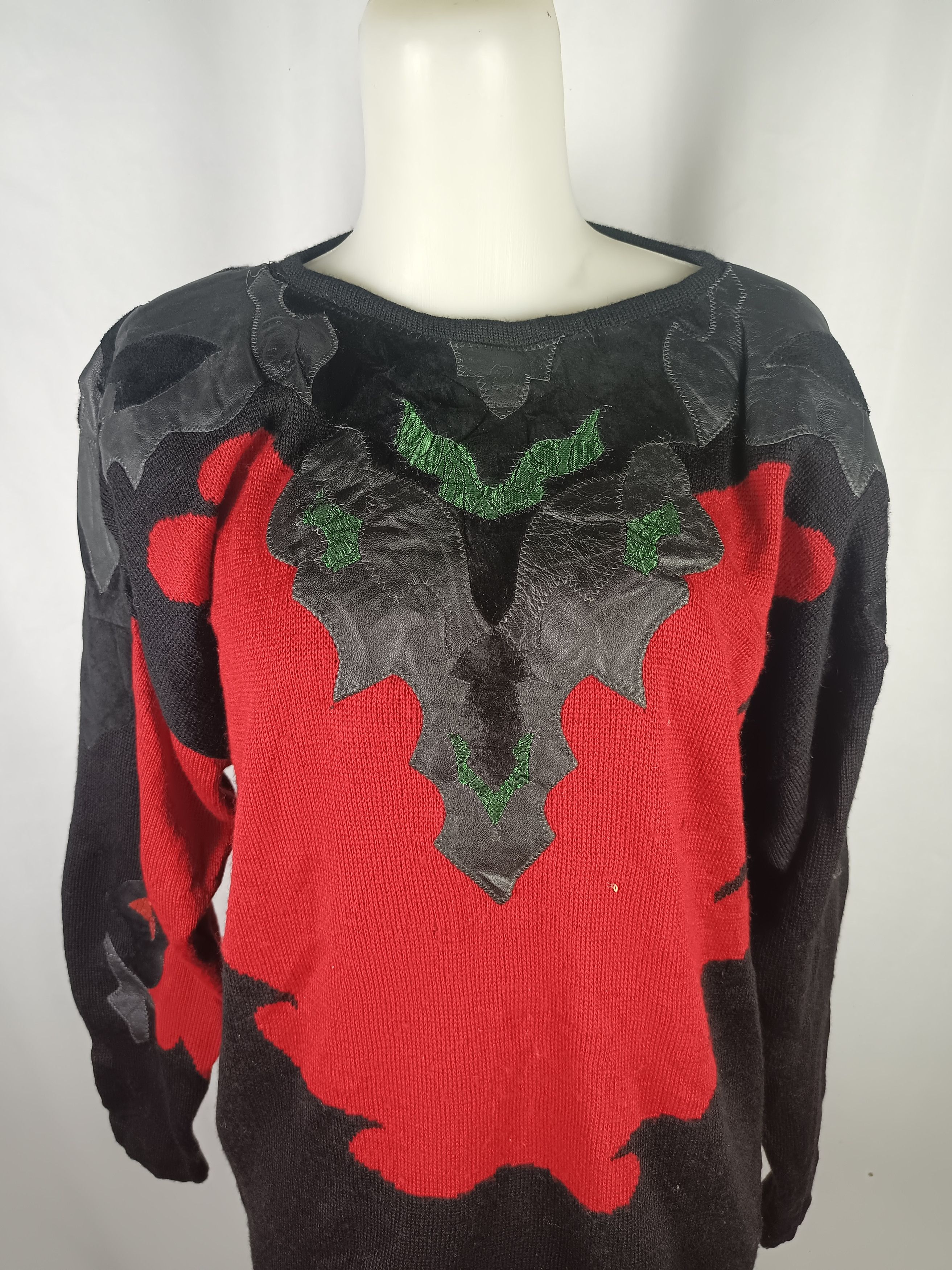 Japanese Brand Crazy Vintage Place Vendome leather Knit Crewneck Sweater Size M / US 6-8 / IT 42-44 - 2 Thumbnail