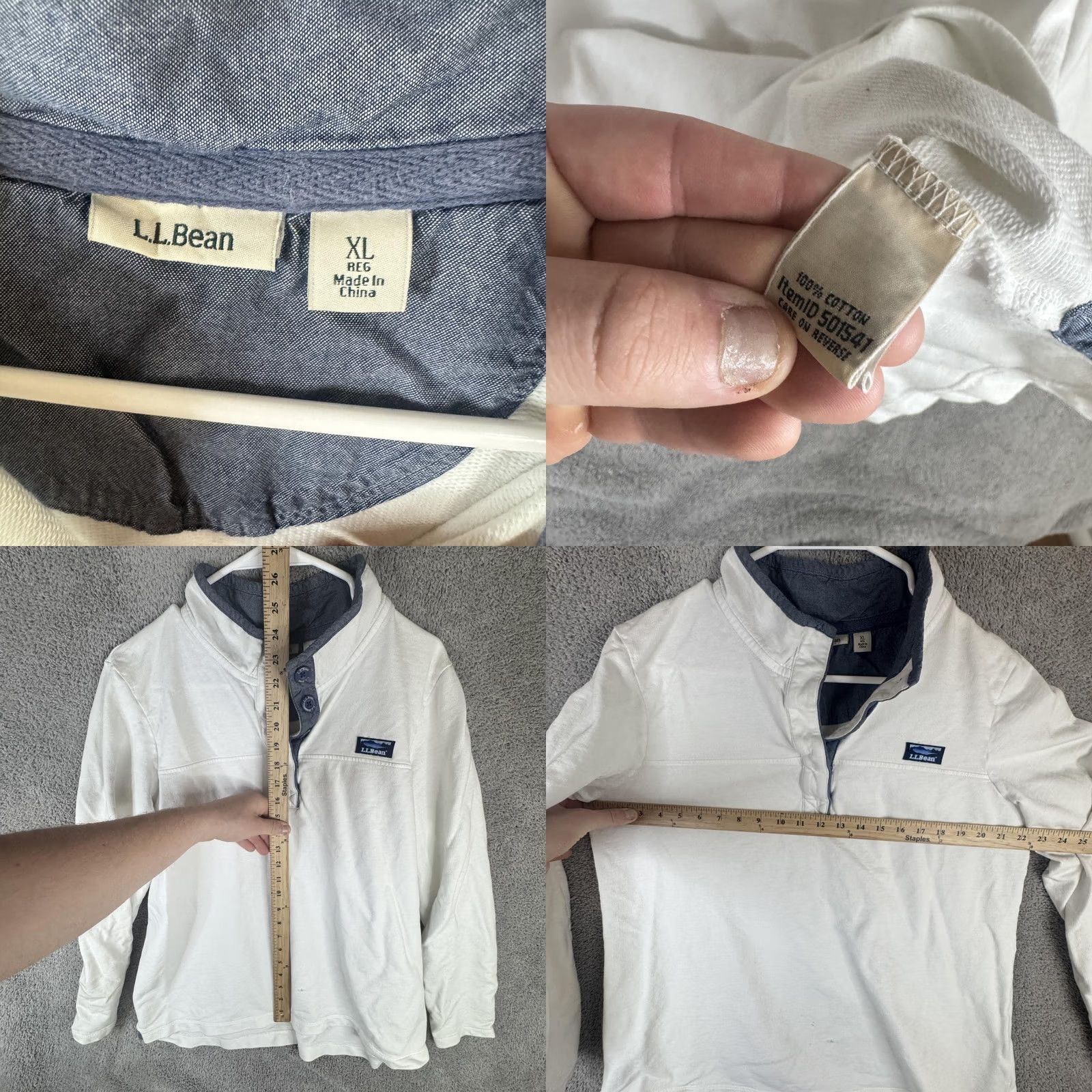 Vintage L.L.Bean Shirt Mens XL White Long Sleeve Henley Logo Cotton Pullover Tee Size US XL / EU 56 / 4 - 8 Thumbnail