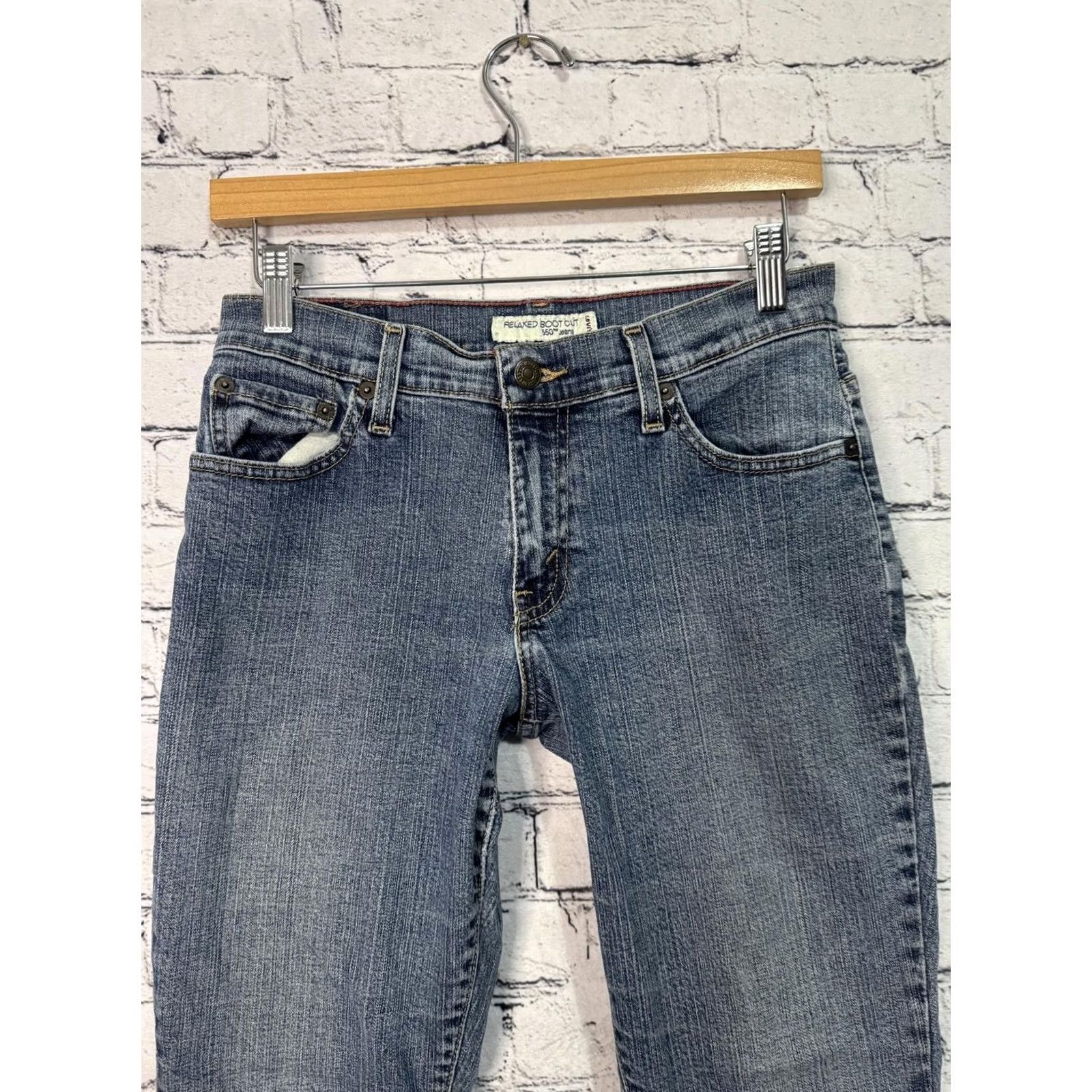Levi's Levi's Relaxed Boot Cut Jeans 550 Women 6 Blue Denim 25x28 Regular Inseam 28 Matrix Button Fly Comfort Stretch Size 42" / US 20 - 4 Thumbnail