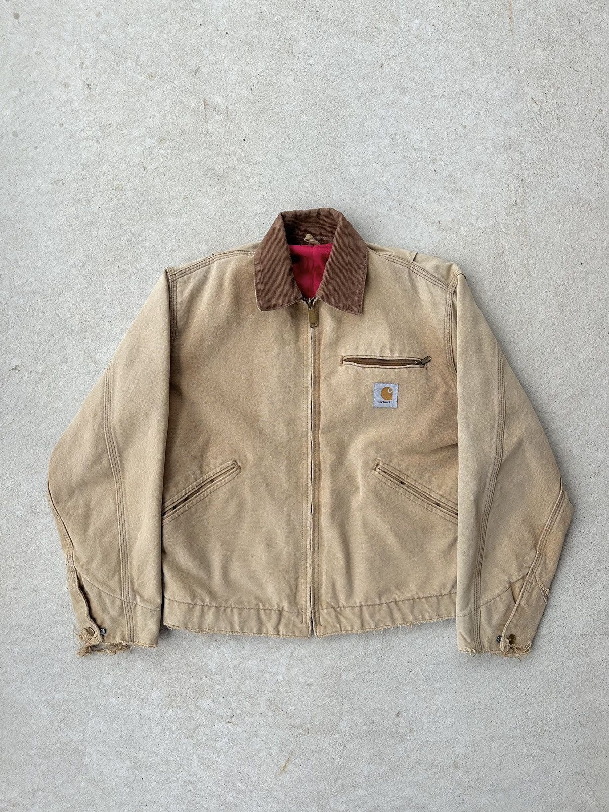 image of 1980’S Vintage Carhartt Detroit Jacket in Light Tan, Men's (Size Small)