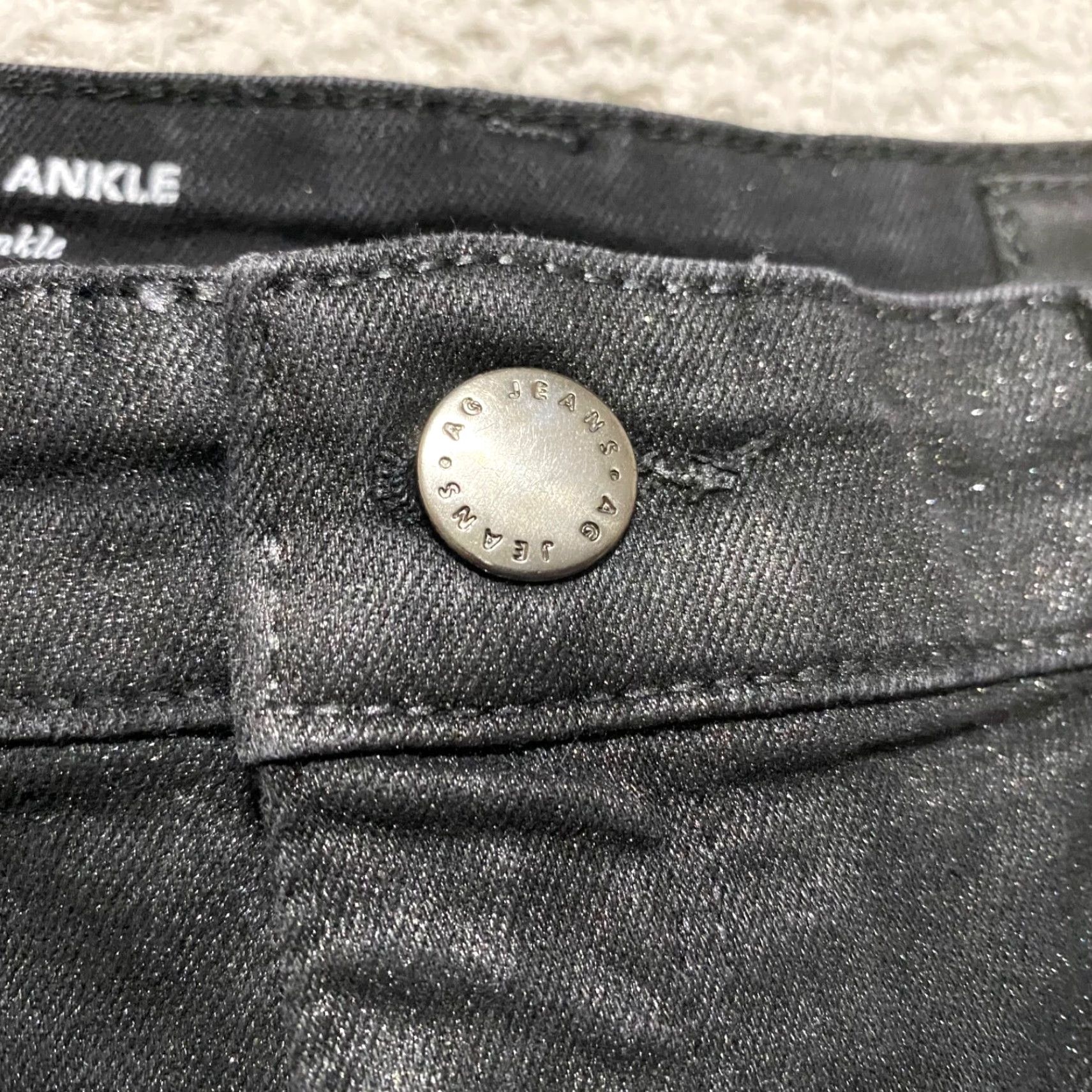 Farah AG Adriano Goldschmied Jeans Womens 28 Black Denim Farah Skinny Ankle Sparkly Size 28" / US 6 / IT 42 - 6 Thumbnail