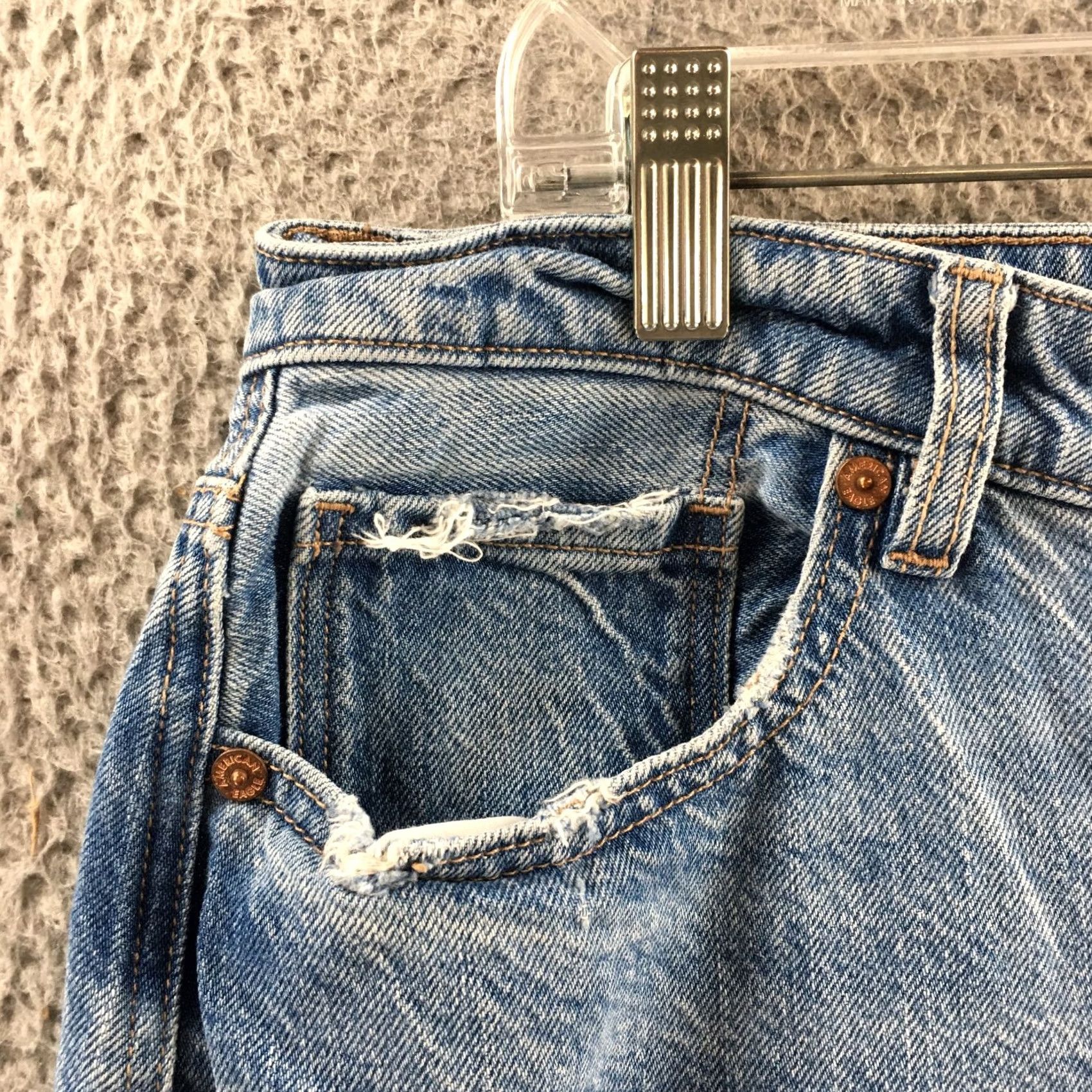 American Eagle Outfitters American Eagle Denim Jeans Women 14 Blue Hi Rise Zip Fly Button Front Pockets - Excellent Condition Size 36" / US 14 / IT 50 - 3 Thumbnail