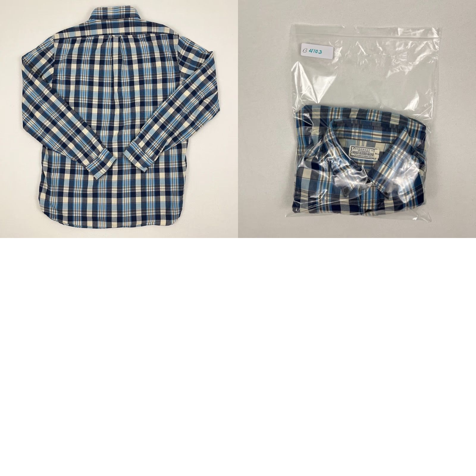 CO Guideboat Co Shirt Mens Large Blue Indigo Bleeder Madras Button Down Casual Prep Shirt Size US L / EU 52-54 / 3 - 8 Thumbnail
