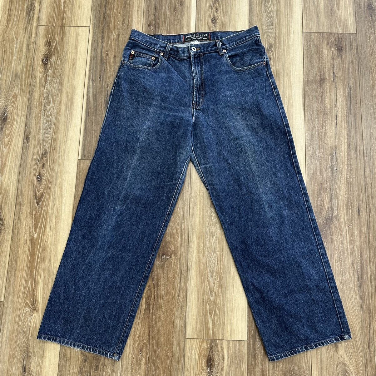 Guess Vintage 90s Guess Made in USA 100% Cotton Baggy Jeans Size US 34 / EU 50 - 2 Thumbnail