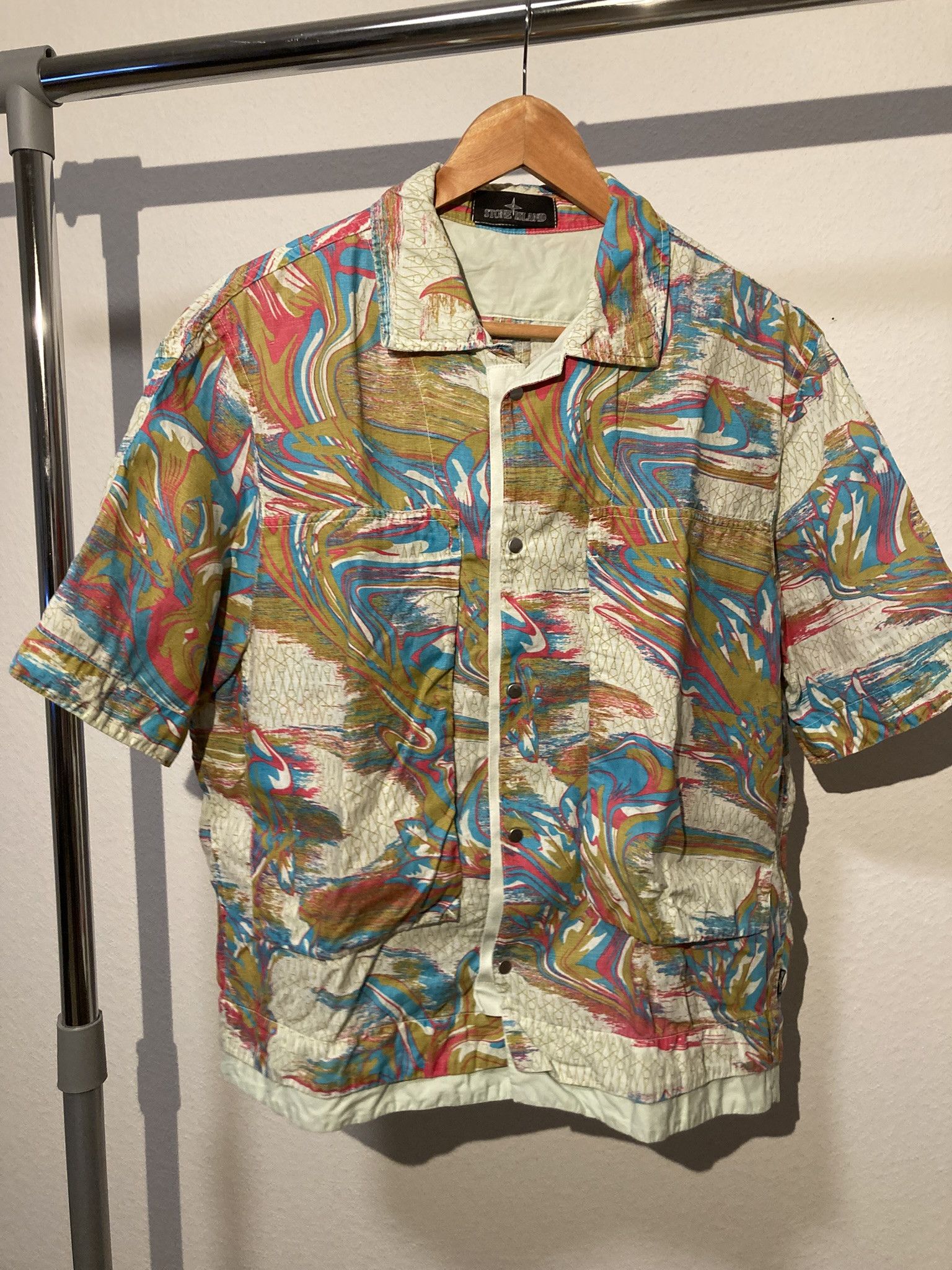 Stone Island Shadow Project SISP Linen Guayabera Resort Shirt Size US S / EU 44-46 / 1 - 1 Thumbnail